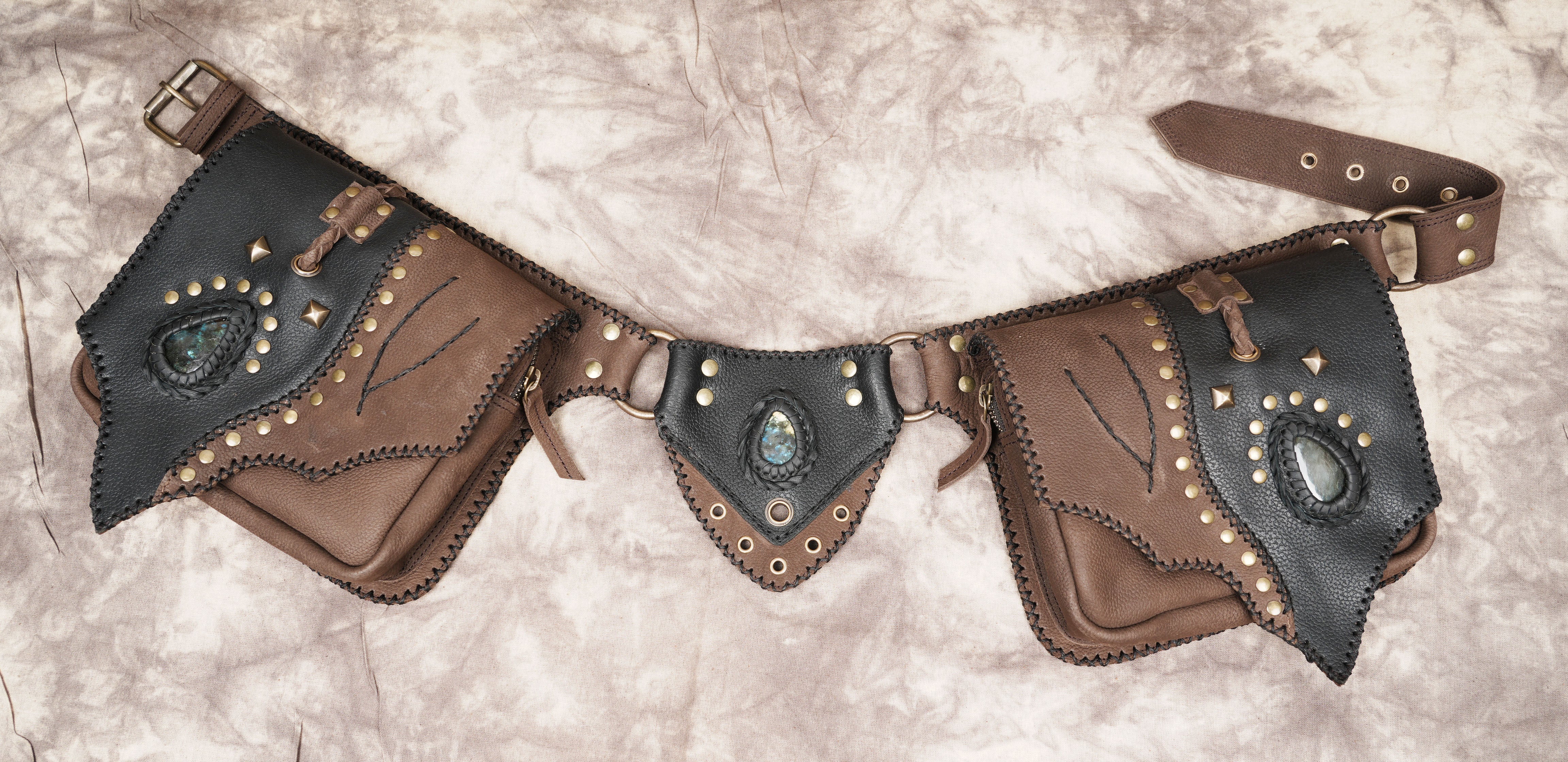 Handmade Leather Belt | Festival Pocket Belt | Travel Belt | Adjustable Belt |