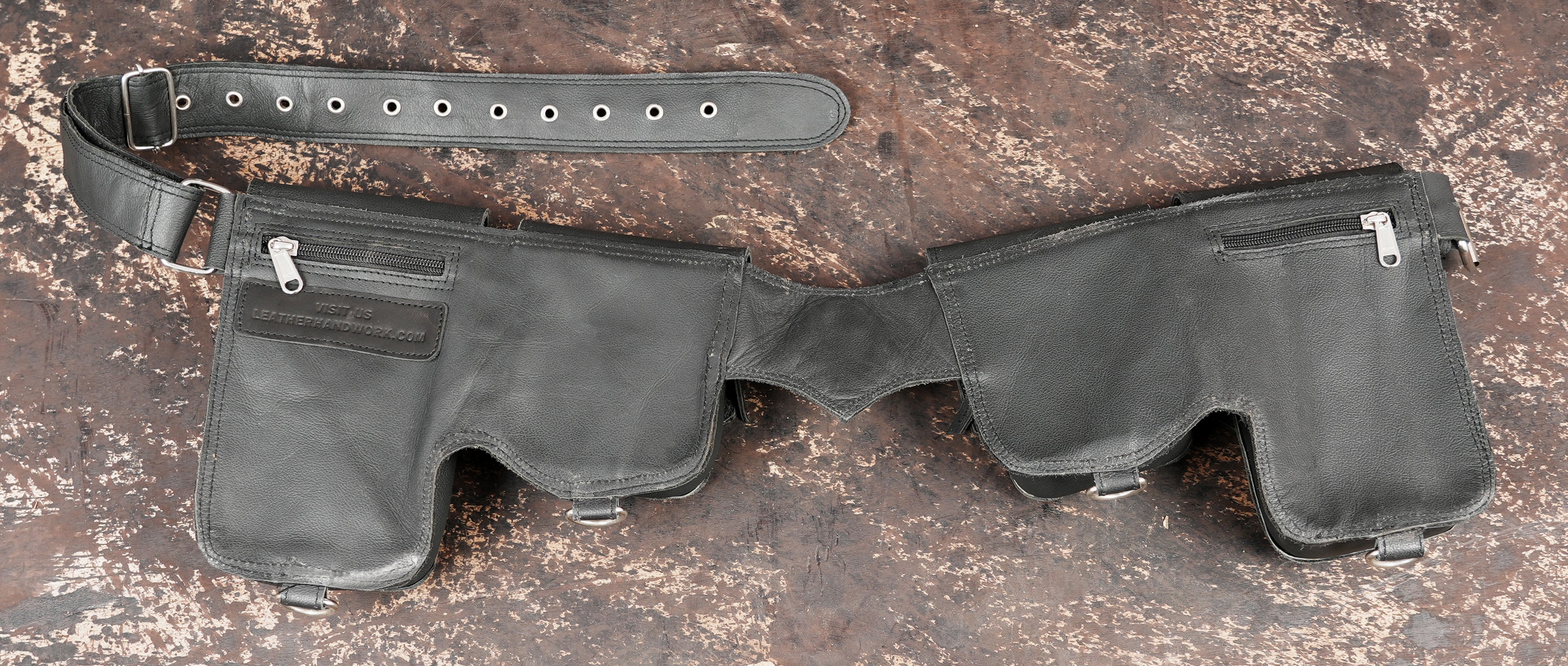 Leather utility waist belt for travel and outdoor use
