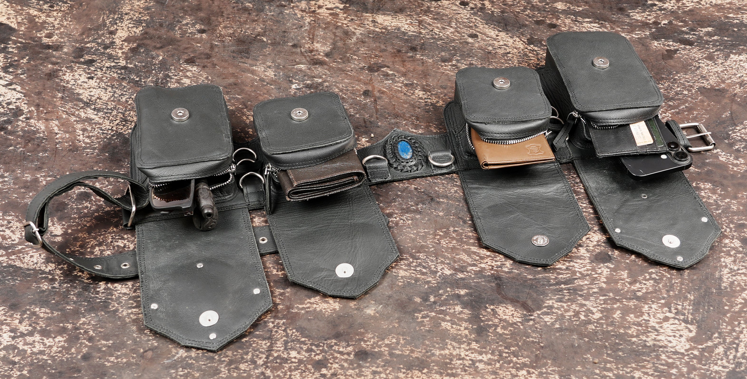 Handmade Leather Waist Belt with Multiple Utility Pouches || Genuine Leather Utility Waist Belt Organizer (LT/NS/WB/6040)