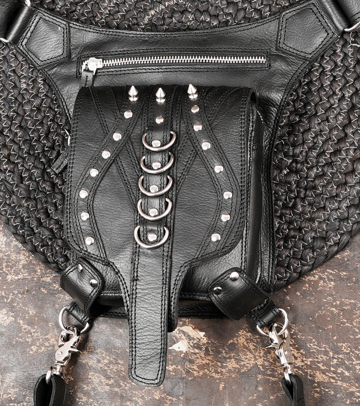 Genuine leather waist and leg belt bag