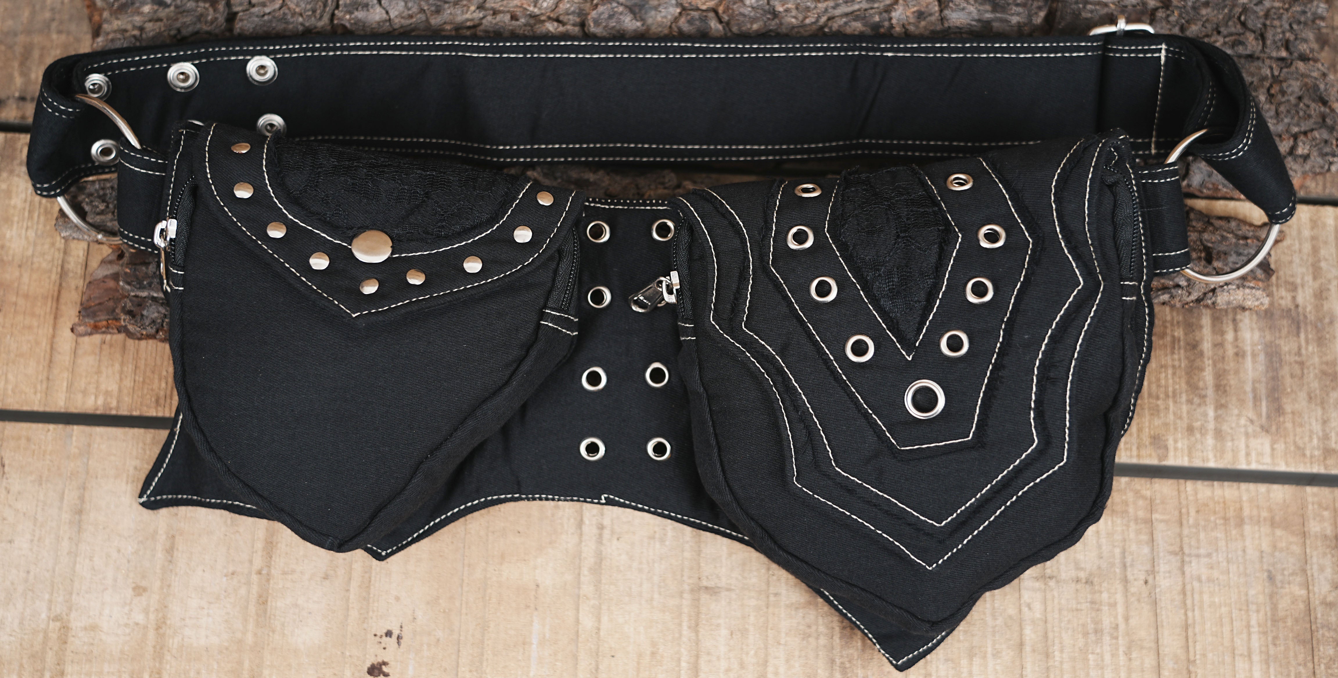 BLACK Nickle Fitting Cotton waist Bag || Utility Hip Belt bag || Festival belt ||