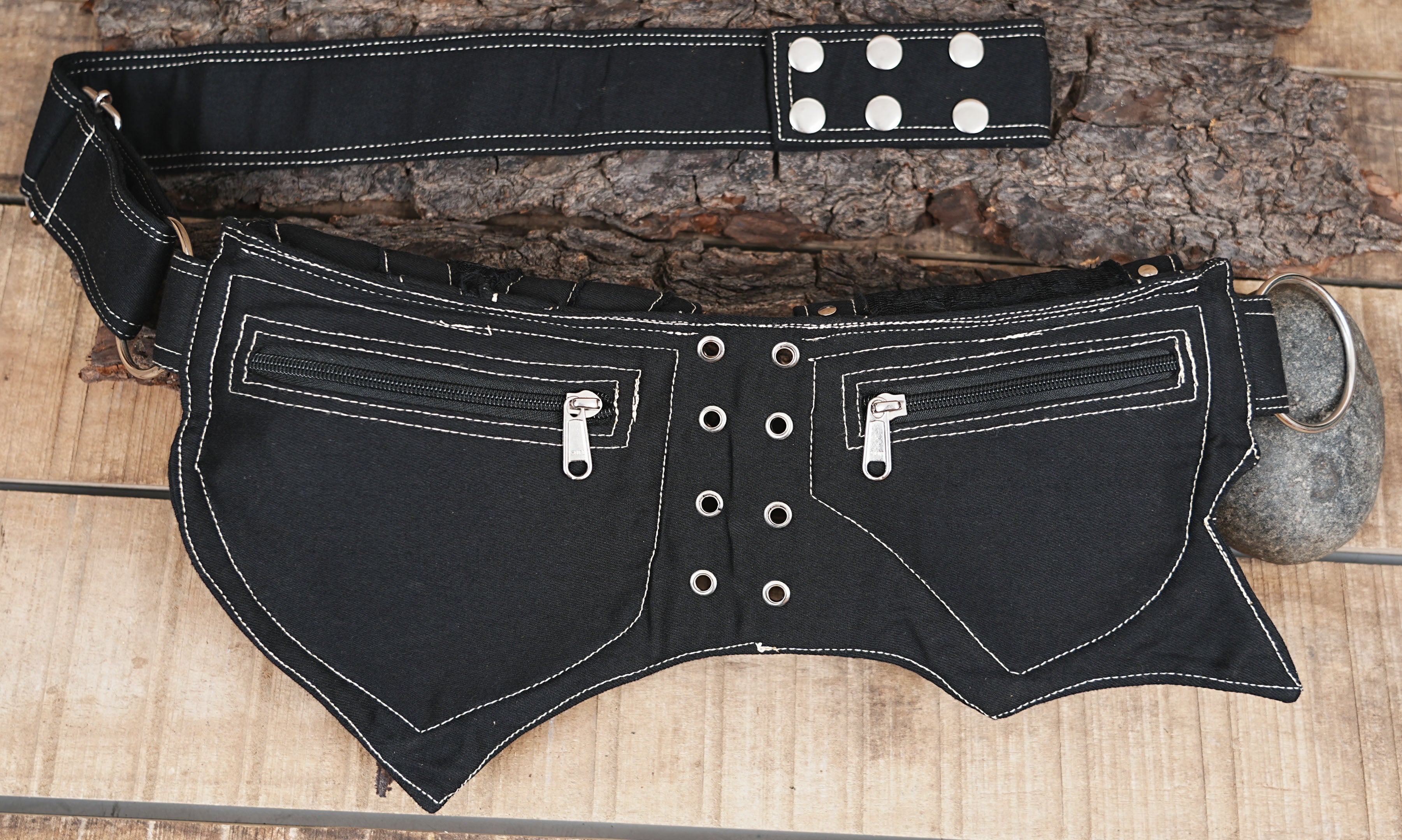 BLACK Nickle Fitting Cotton waist Bag || Utility Hip Belt bag || Festival belt ||