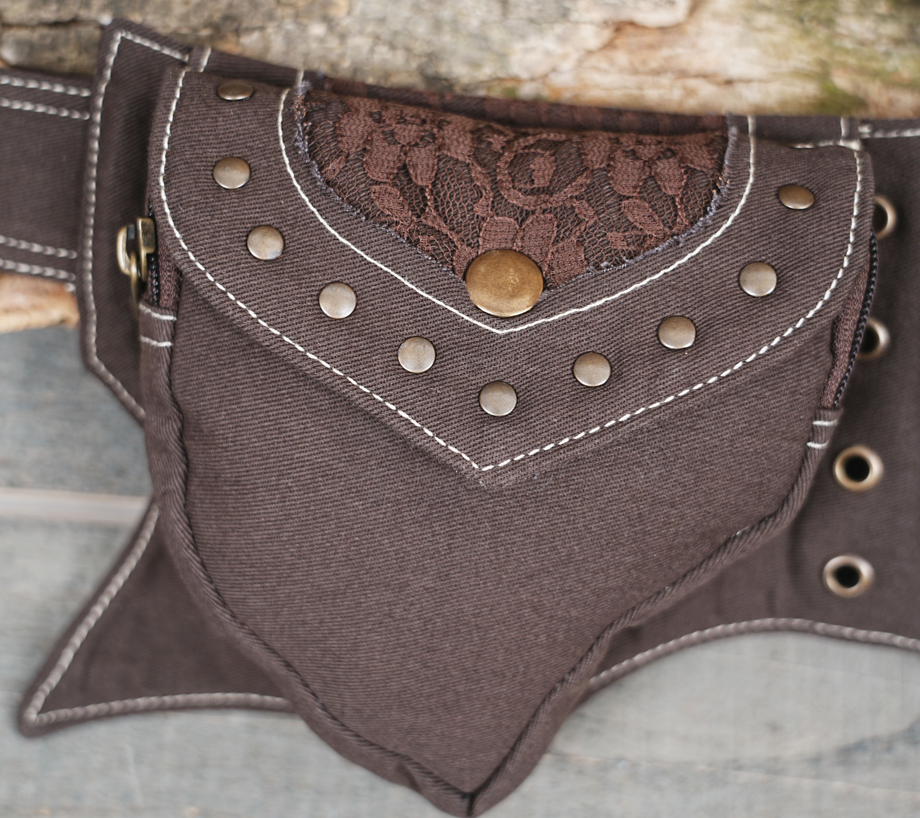 Cotton Waist Belt with Antique Brass Details and Multiple Pockets 50% Off worldwide free shipping