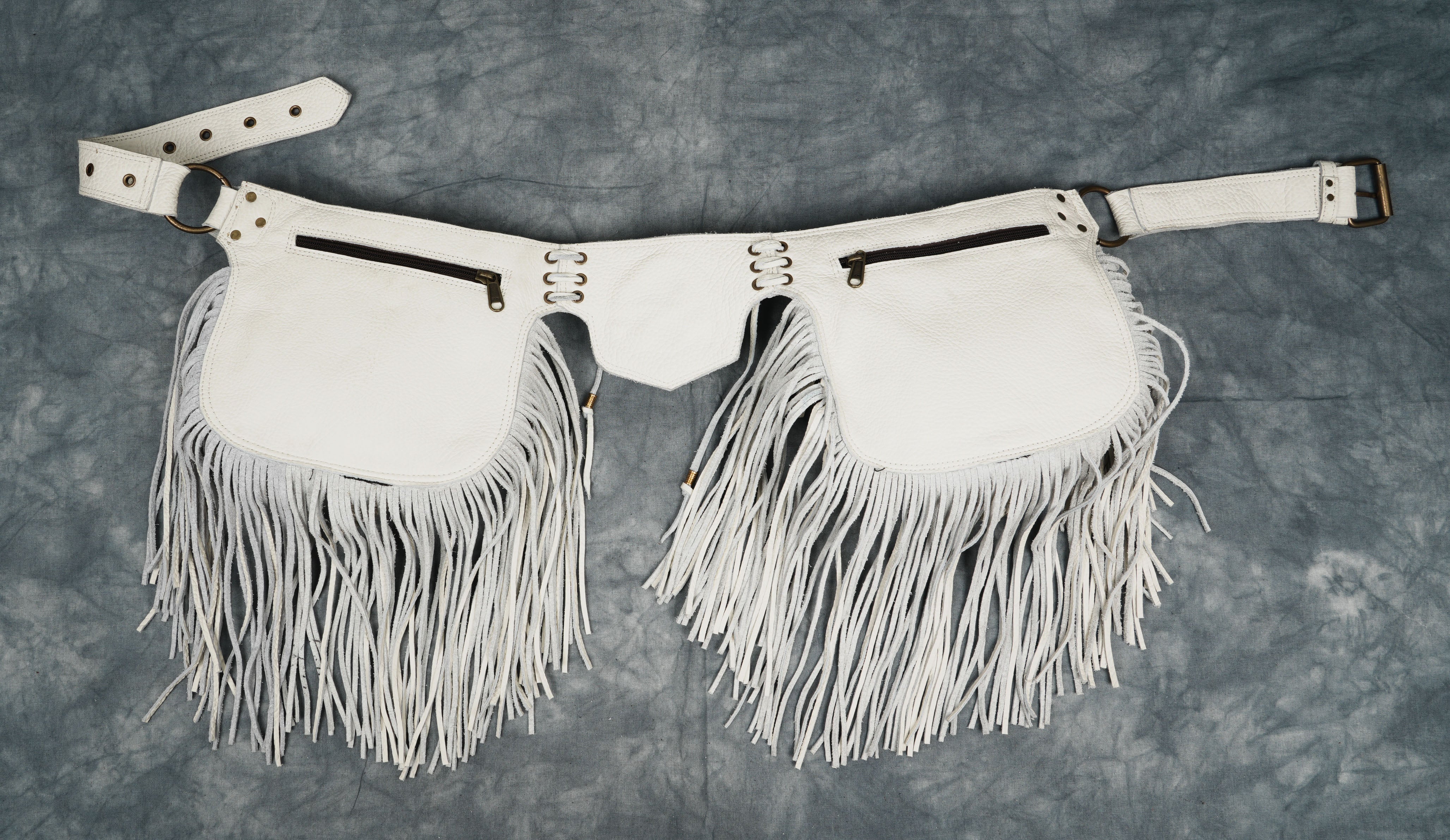 Leather Fringe Bag || Leather Utility Belt Bag || Festival Fanny Pack || Travel Hip Bag || Pocket & Pouch tassel bag