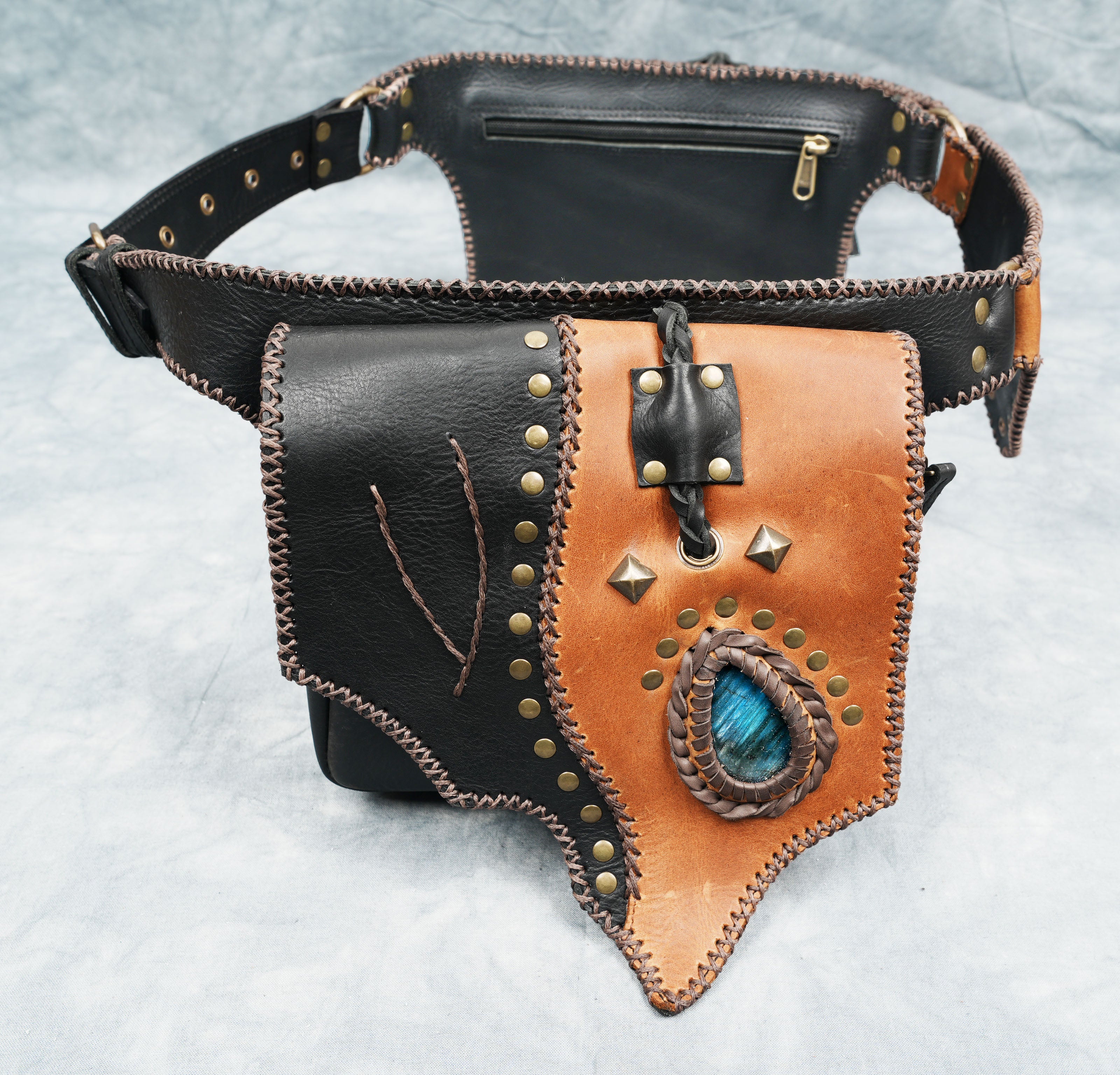 Handmade Leather Belt | Festival Pocket Belt | Travel Belt | Adjustable Belt | Leather Hip Belt bag