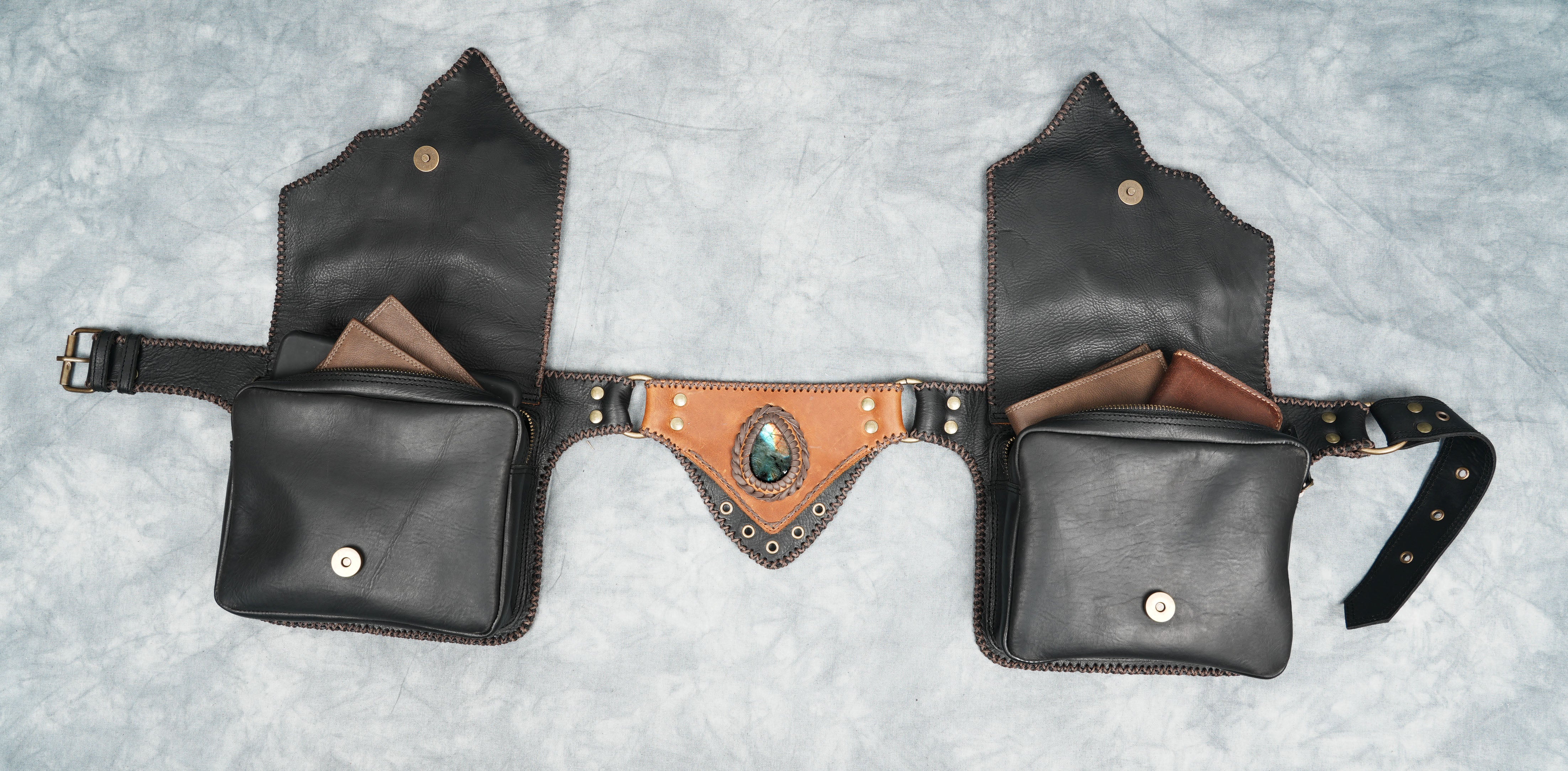 Handmade Leather Belt | Festival Pocket Belt | Travel Belt | Adjustable Belt | Leather Hip Belt bag