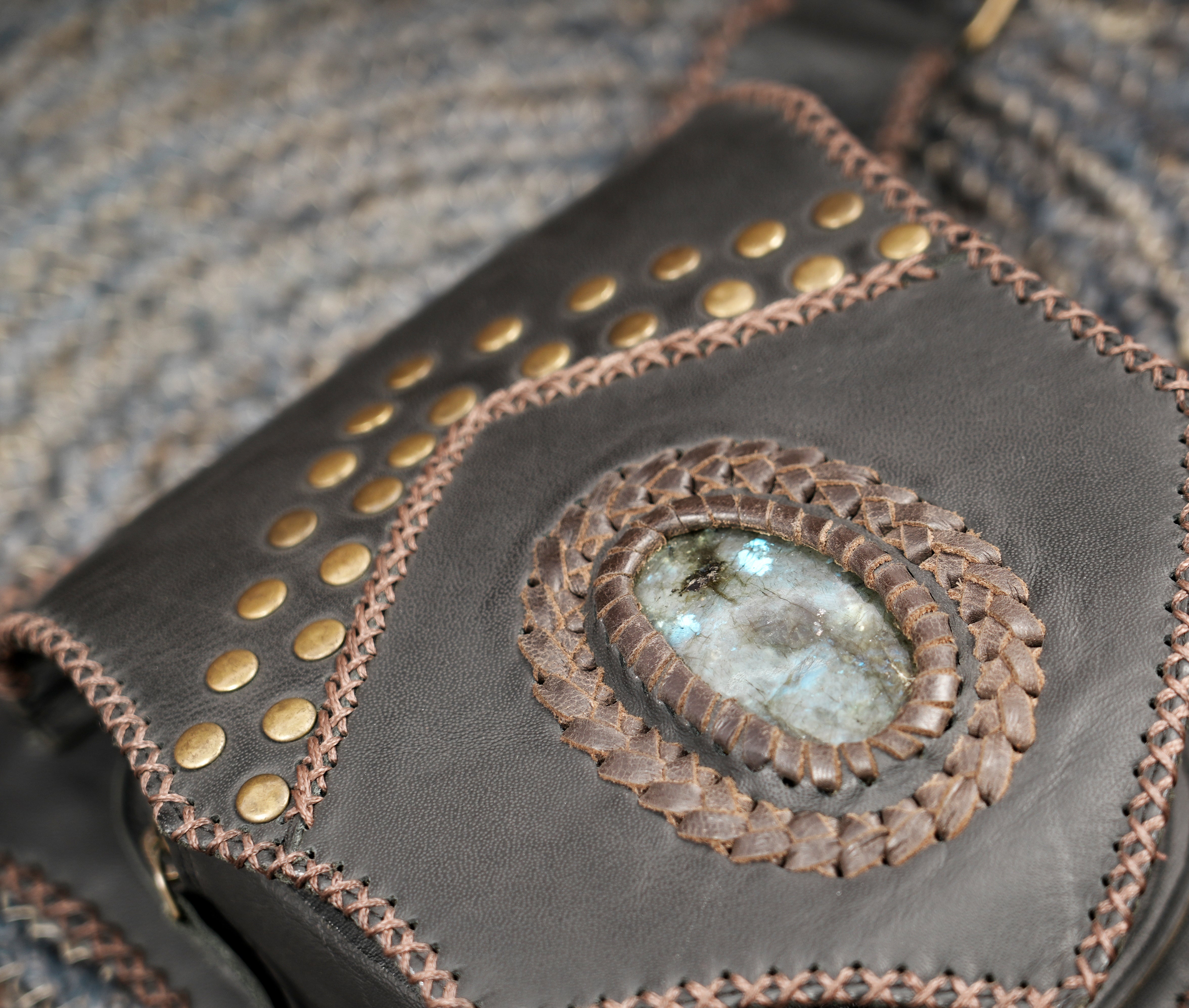 Handmade leather hip belt for festivals travel and outdoor wear