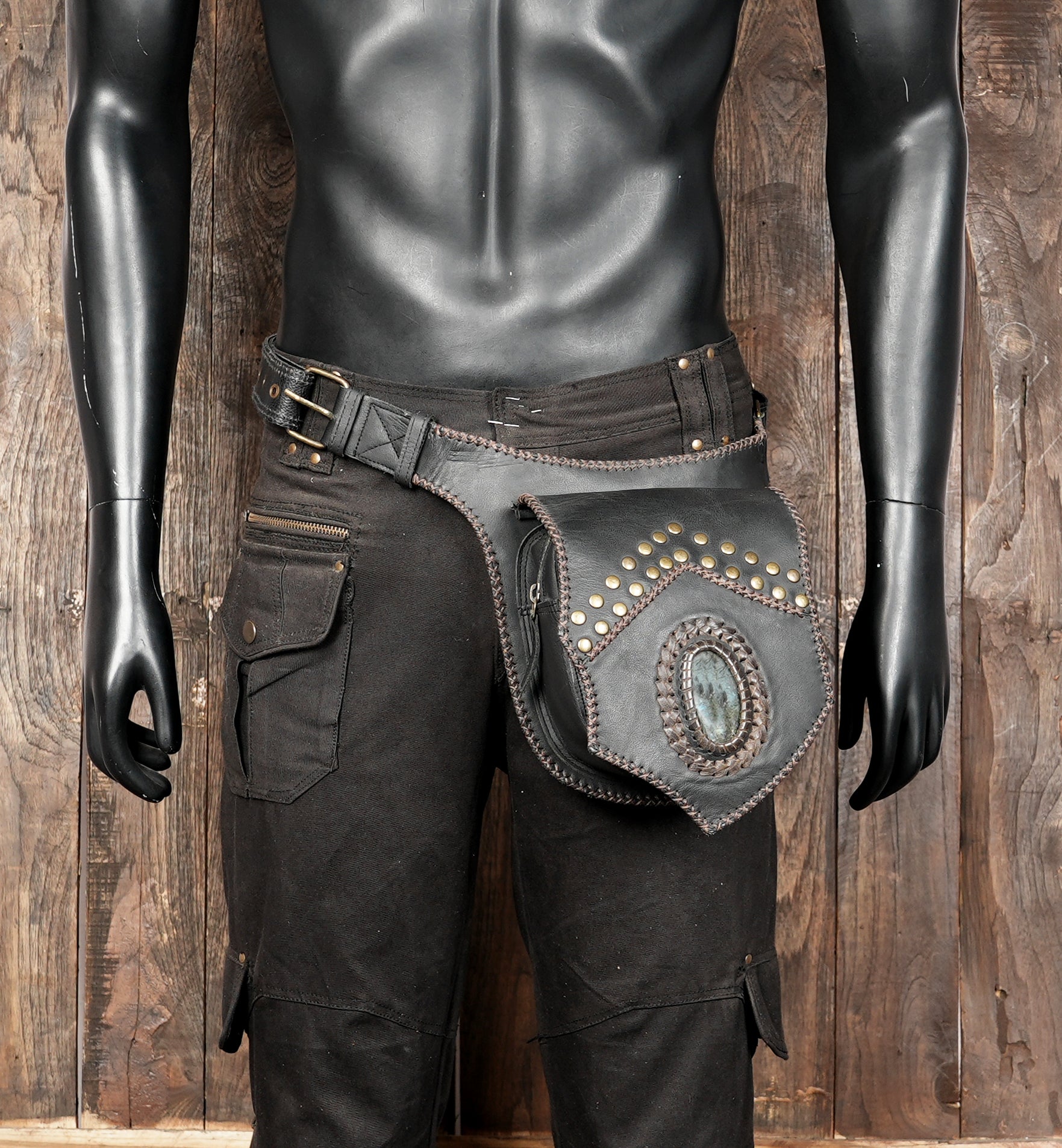 Festival ready leather waist belt with rugged handmade finish
