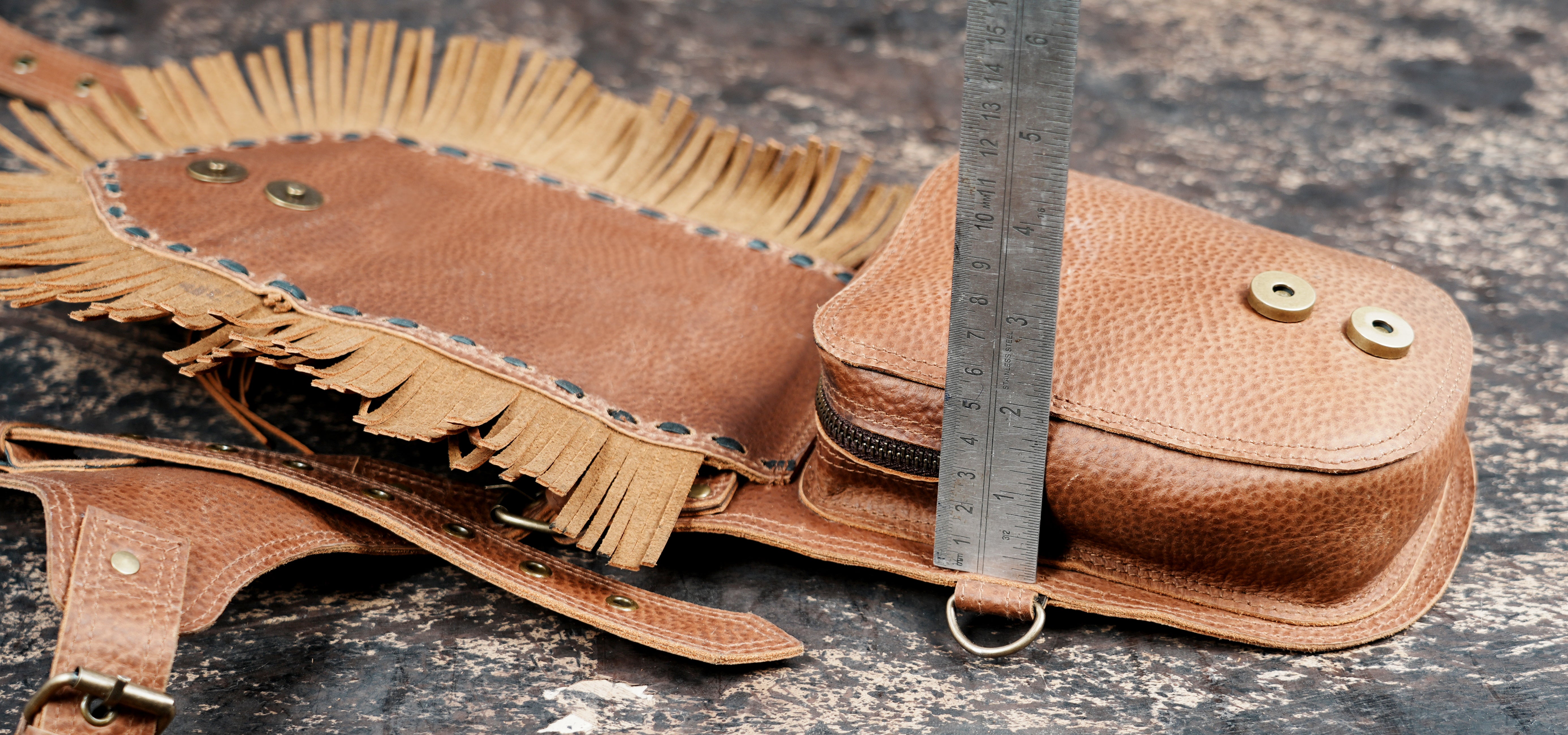 Brown leather holster bag set for everyday carry