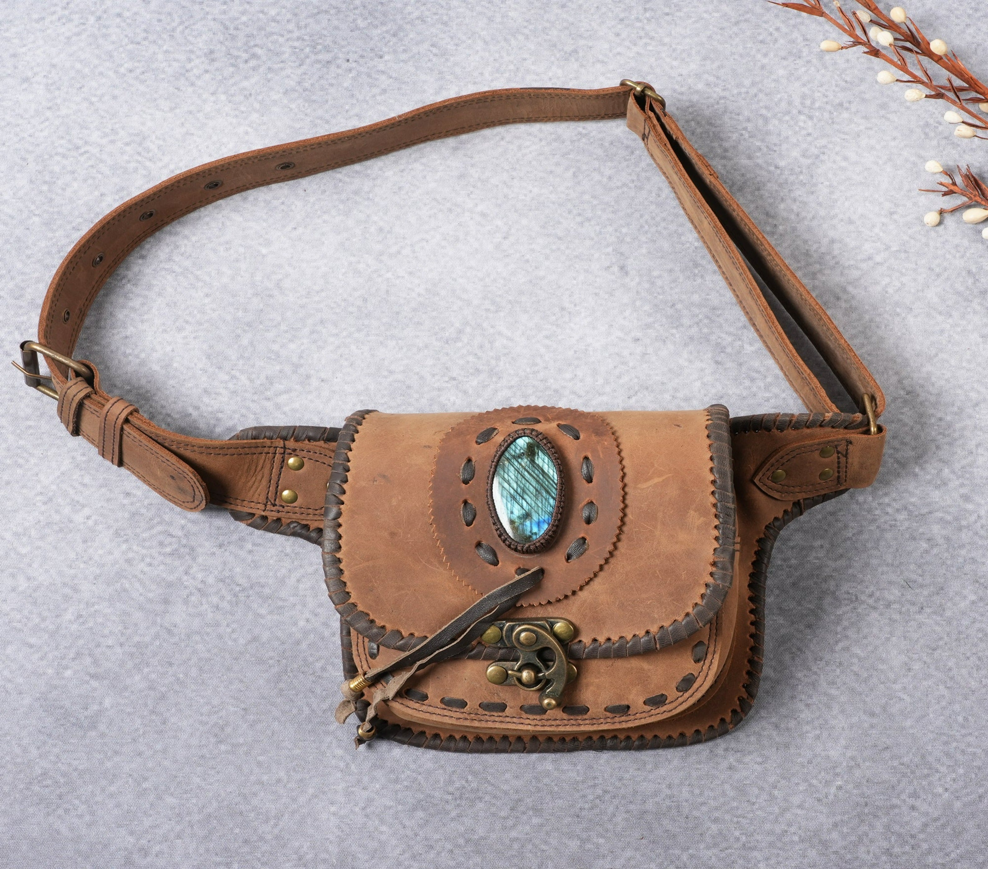 HANDMADE LEATHER UTILITY | FESTIVAL POCKET BELT | TRAVEL HIP BELT |