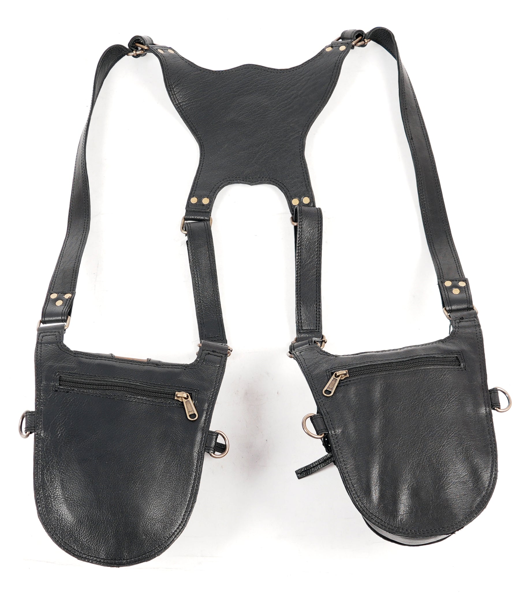 Leather utility holster with secure zipper compartments