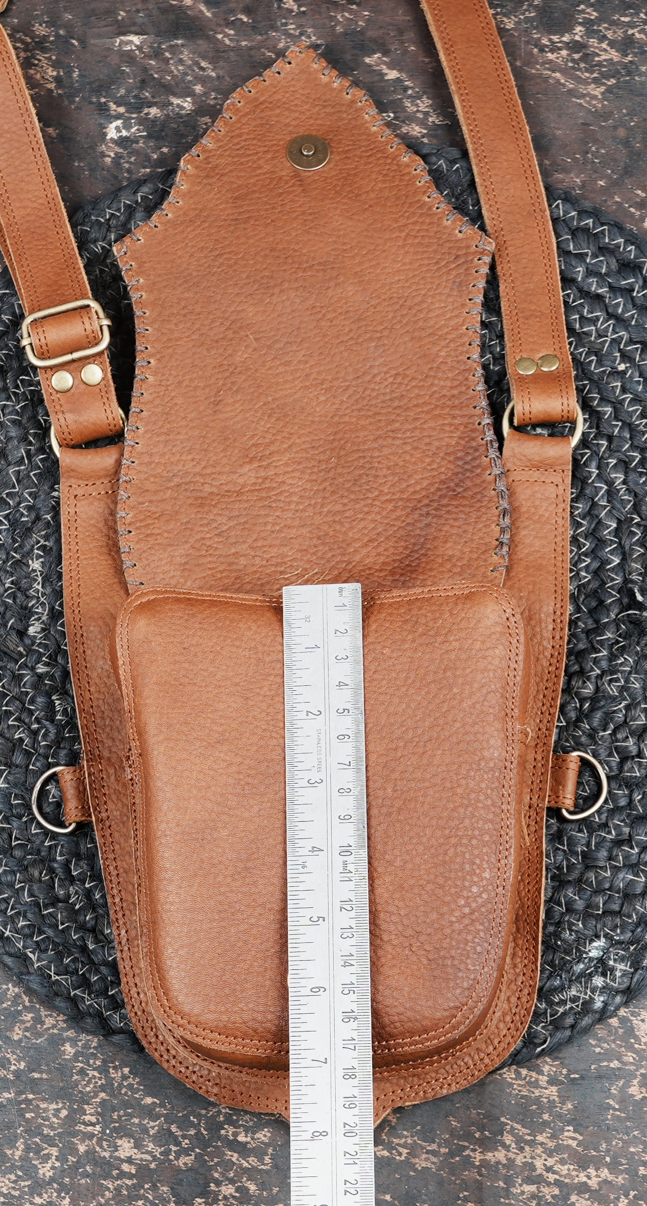 Festival ready leather holster bag with dual storage pockets