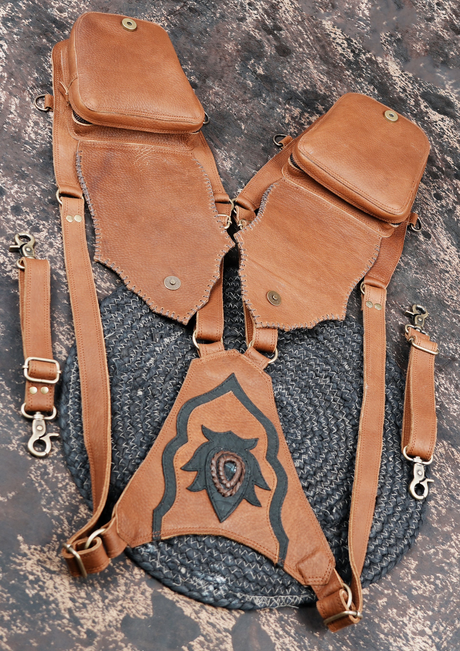 Handmade leather utility holster for cosplay and festivals