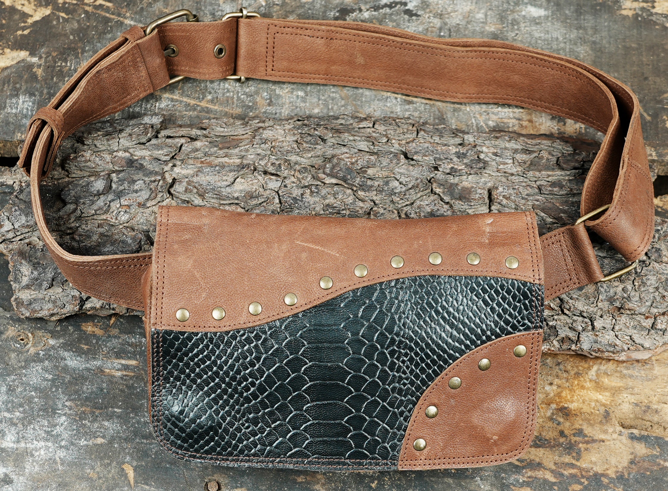 Leather Belt Featuring Antique Brass Stud Details 50% Off worldwide free shipping