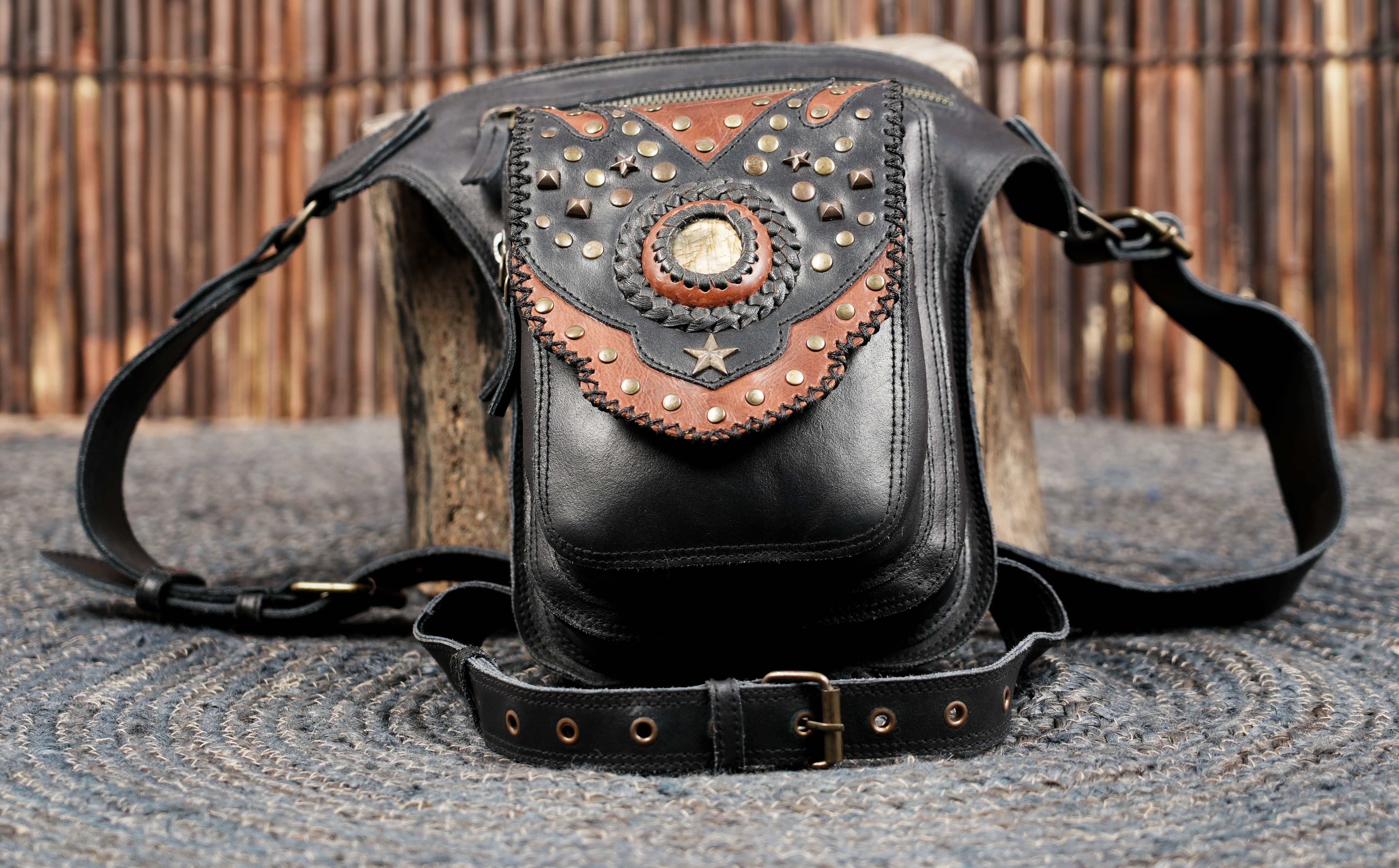 Leather utility waist belt for travel and outdoor use