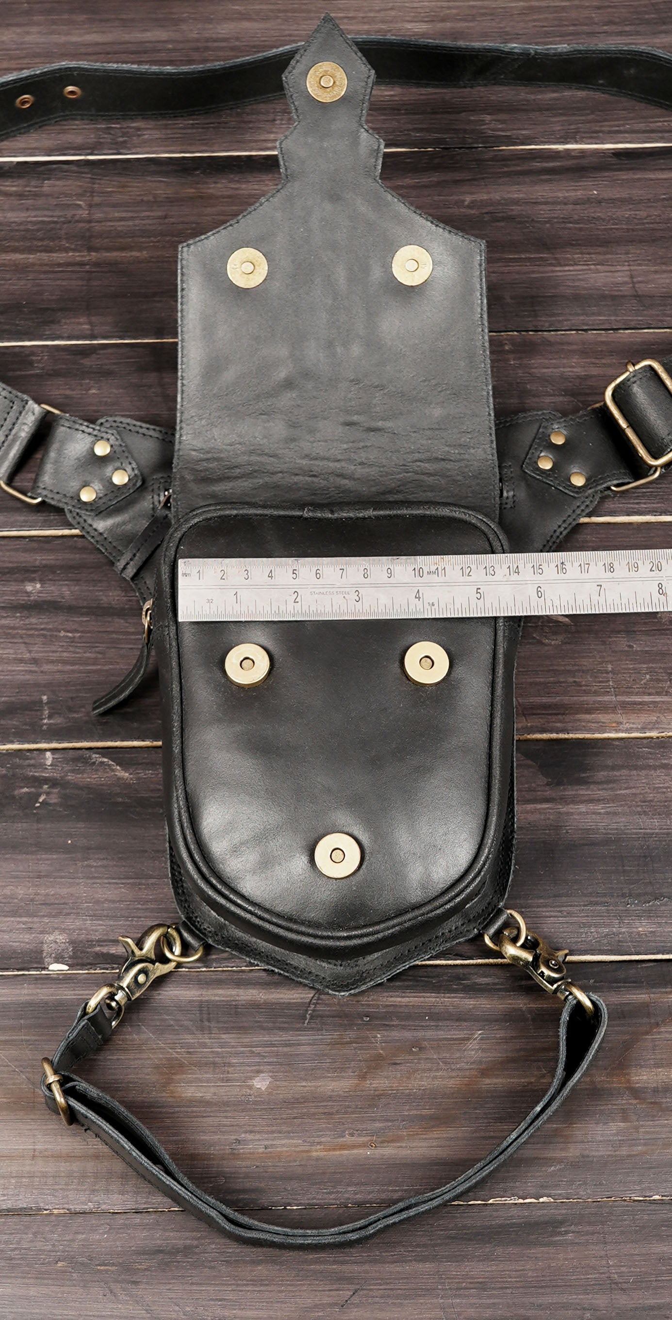 Handmade leather waist belt with reinforced stitching