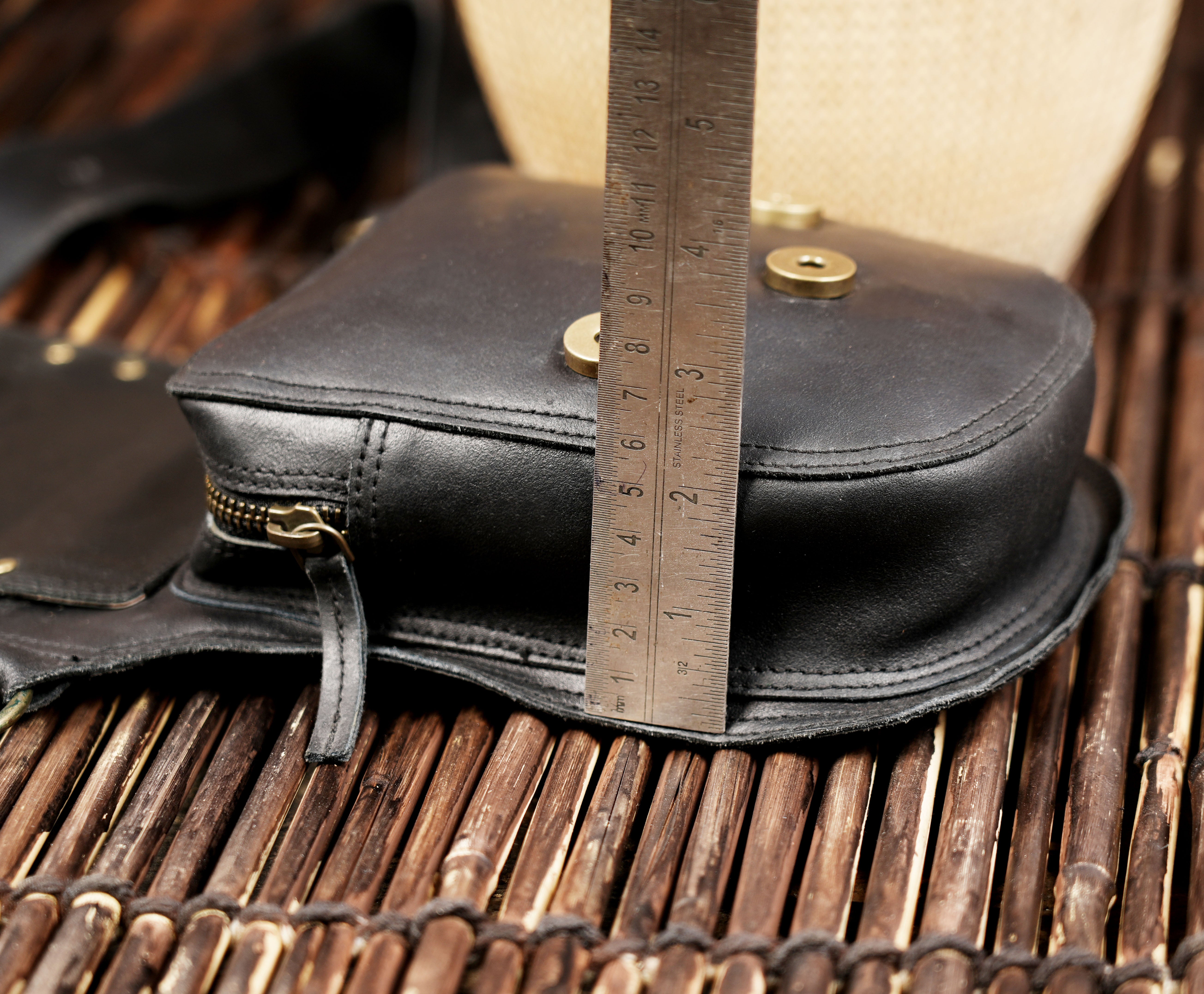 Tribal style leather waist belt with decorative leather panel