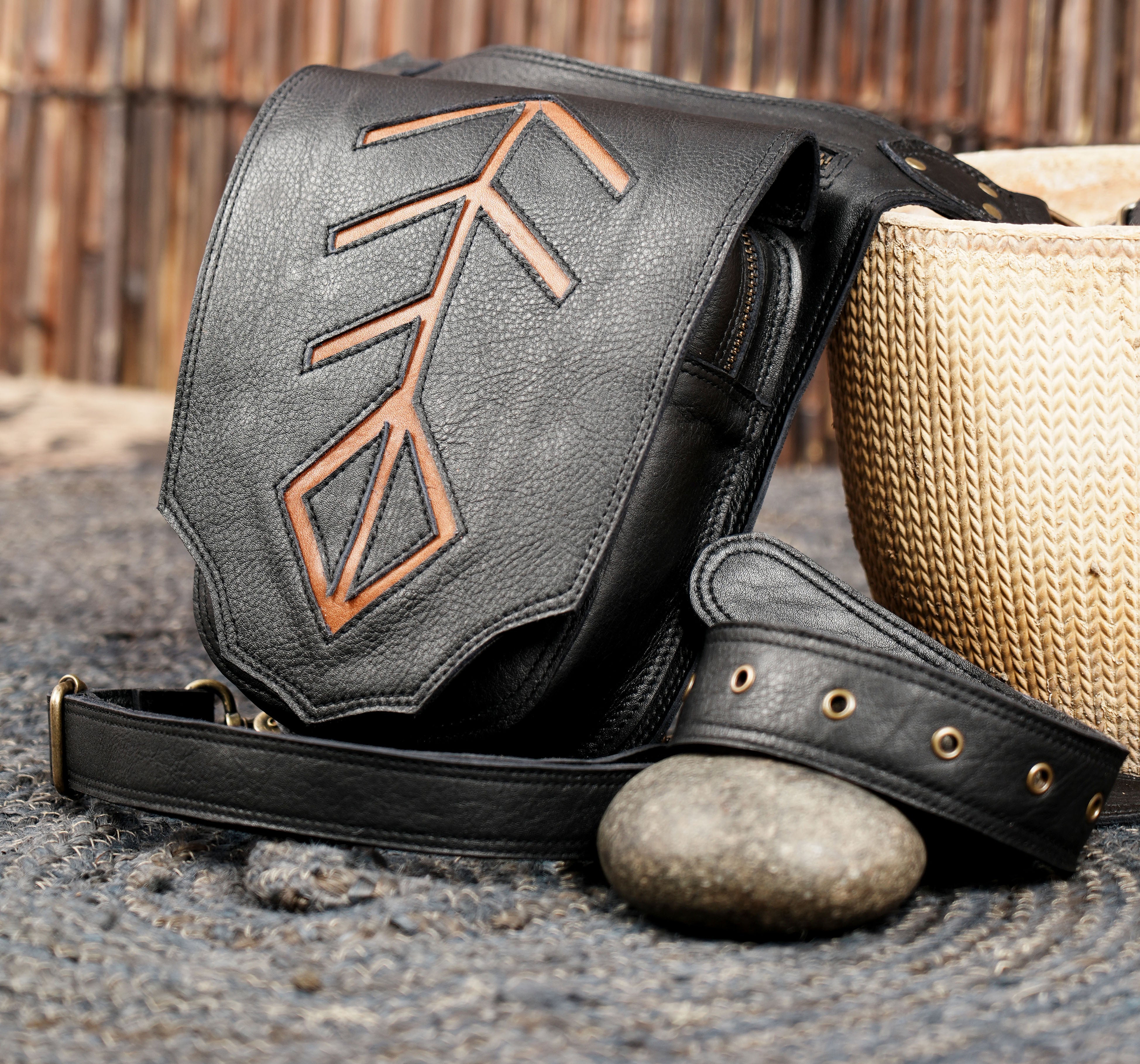 Unisex leather waist belt with thigh loop for festivals