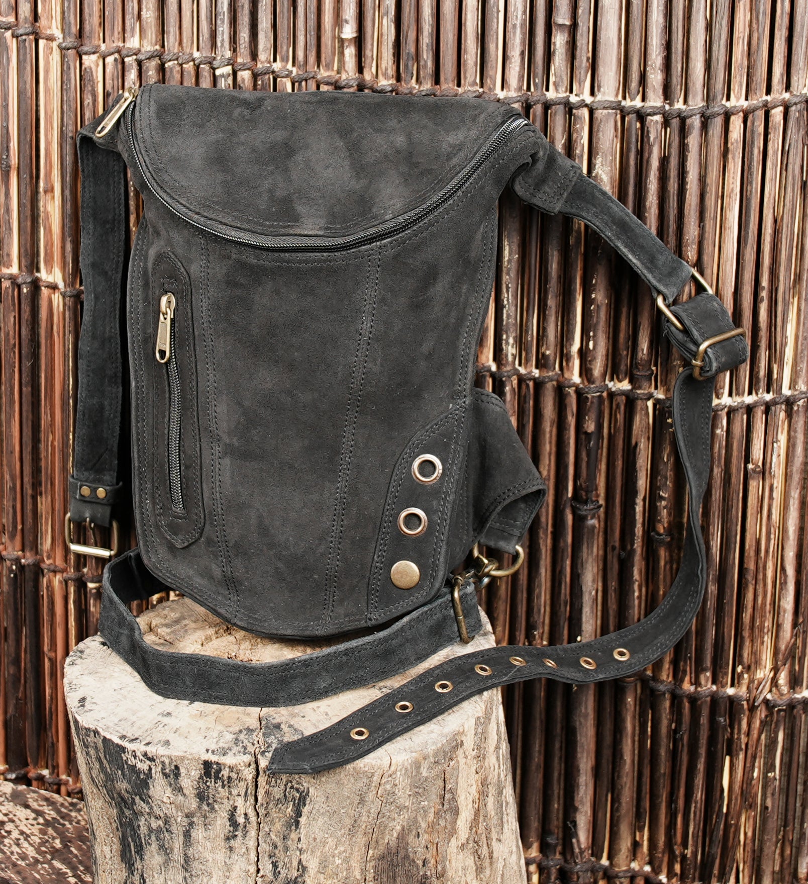 Leather waist and thigh belt for phone wallet and essentials