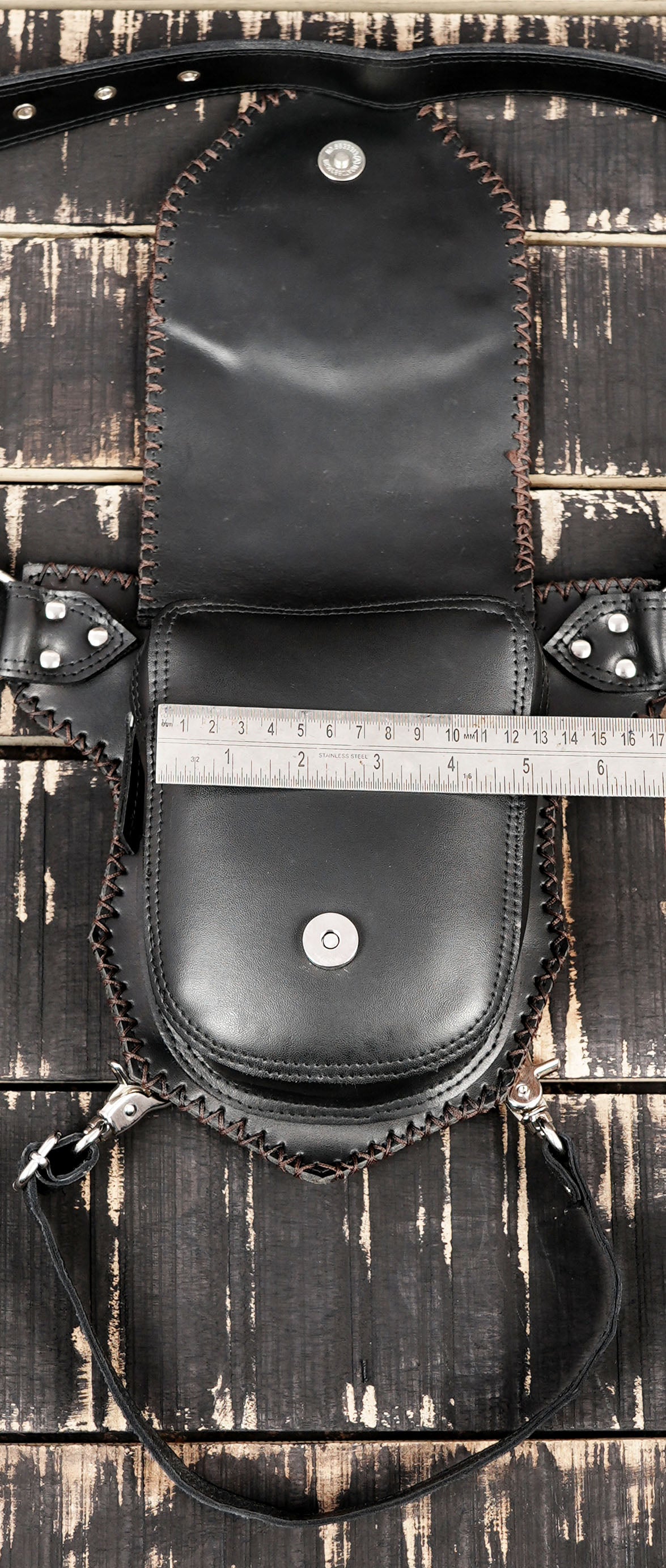 Festival leather thigh belt with artisan stone work