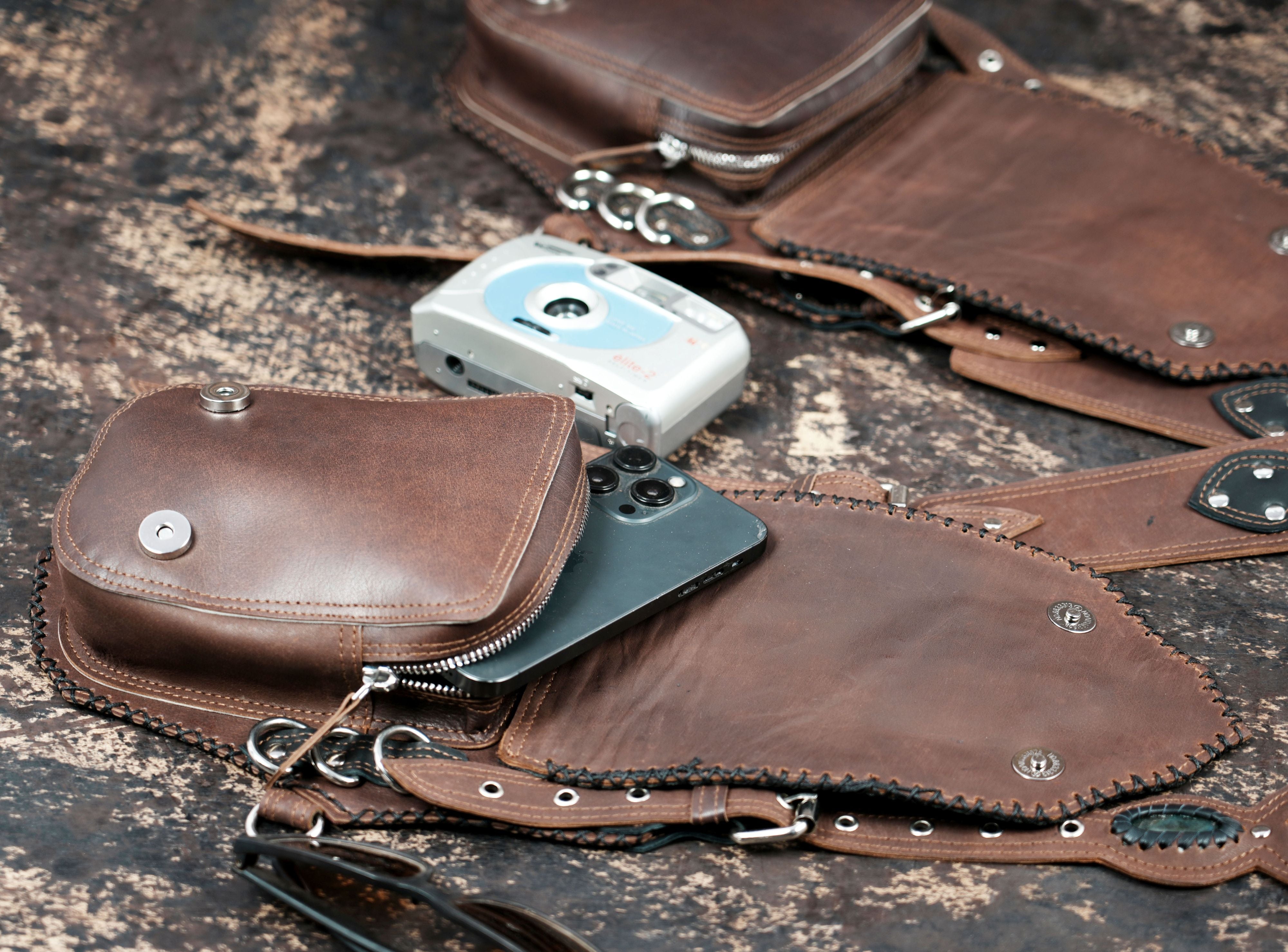 Premium handcrafted leather holster with adjustable shoulder straps