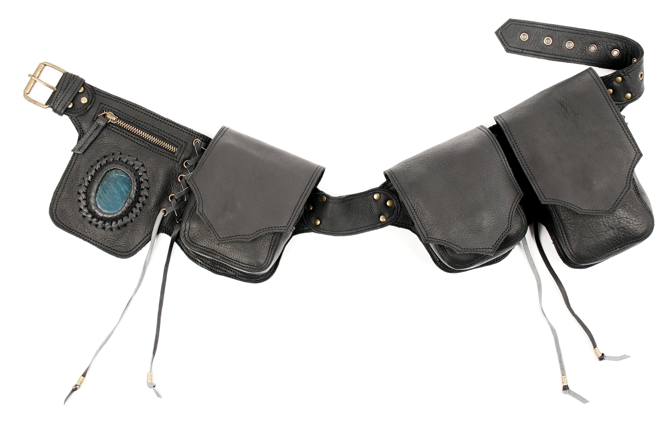 Adjustable leather festival waist belt