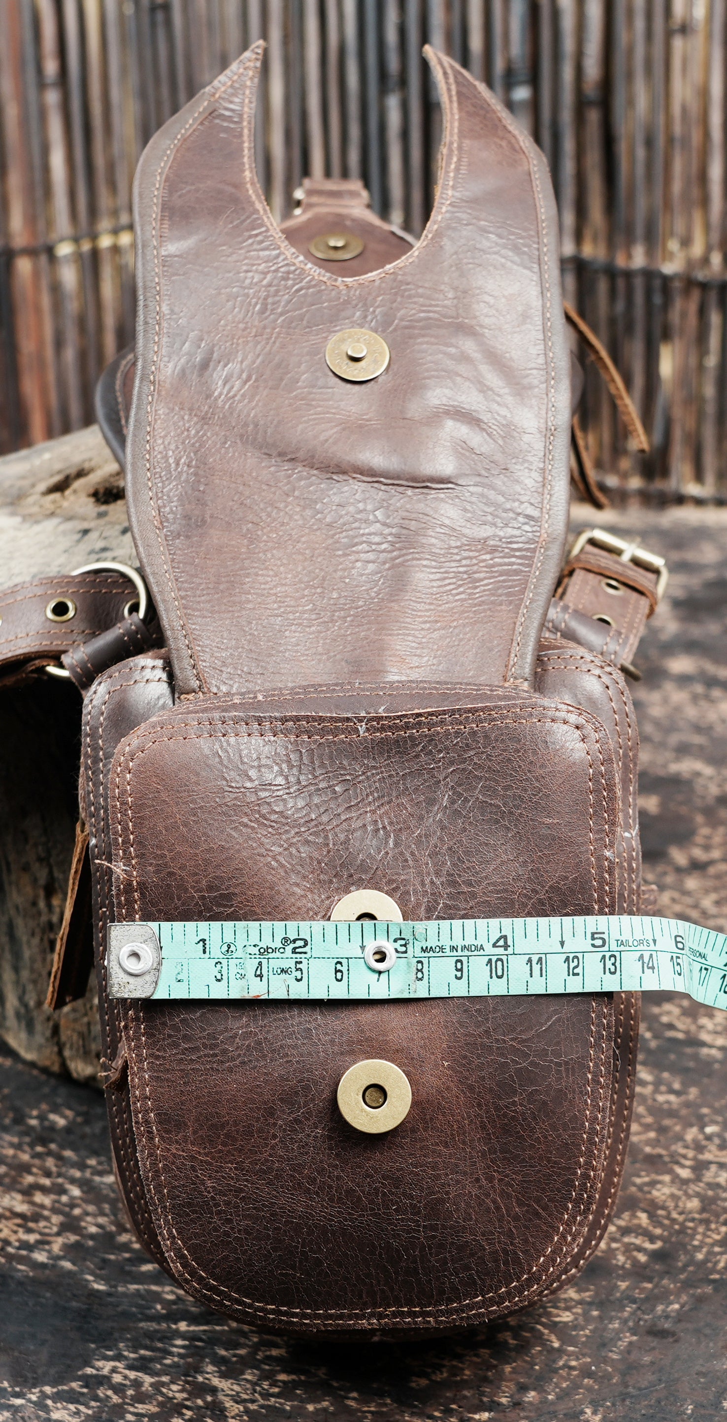 Handcrafted Leather Shoulder Holster with Dual Utility Pouches || Tribal Style Leather Shoulder Holster with Stone and Braided Detail (LT/AB/HLS/6158)