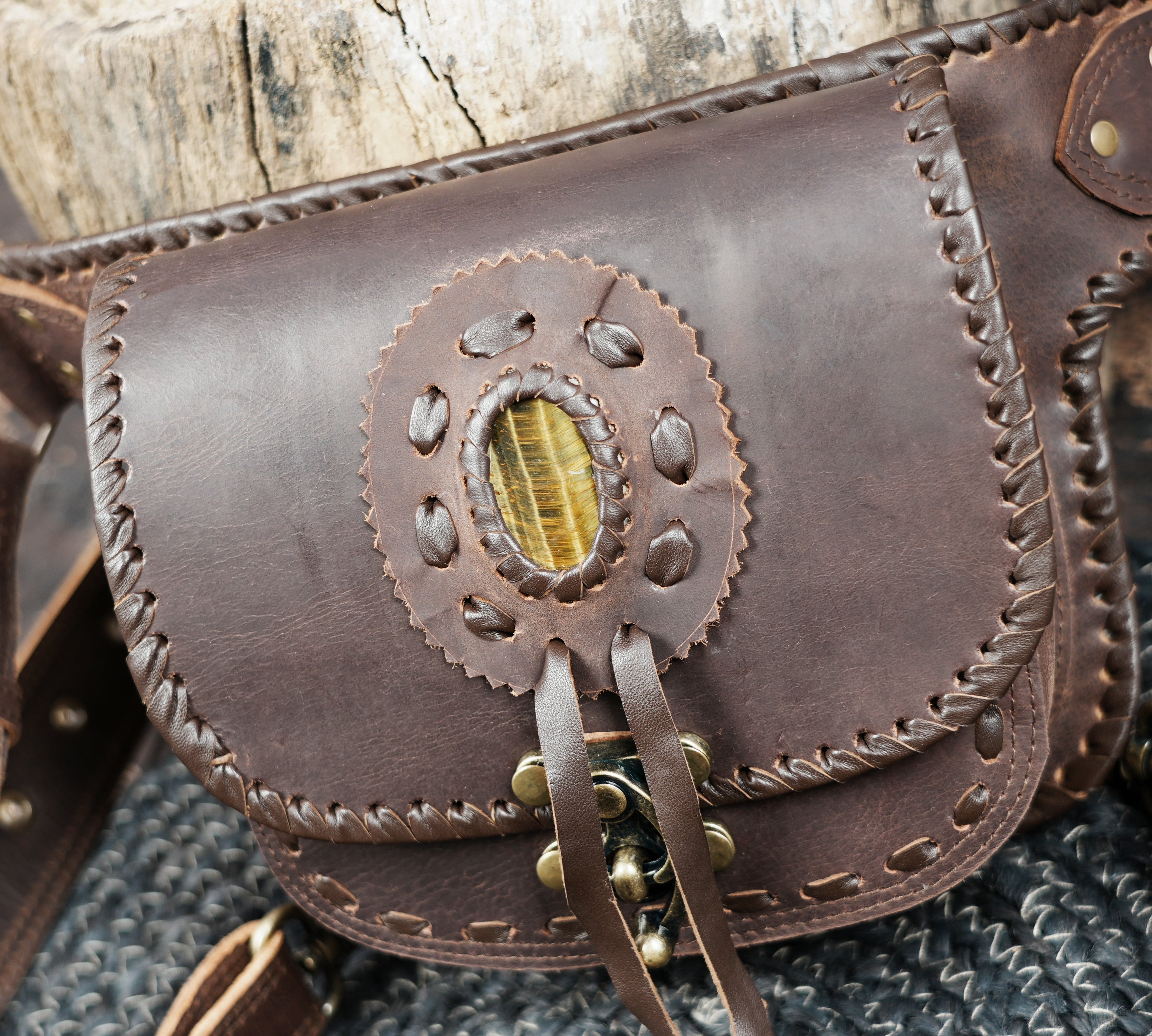 Handmade leather waist thigh belt with front pouch || Brown leather thigh belt bag with front flap pouch (LT/AB/WBTS/6045)