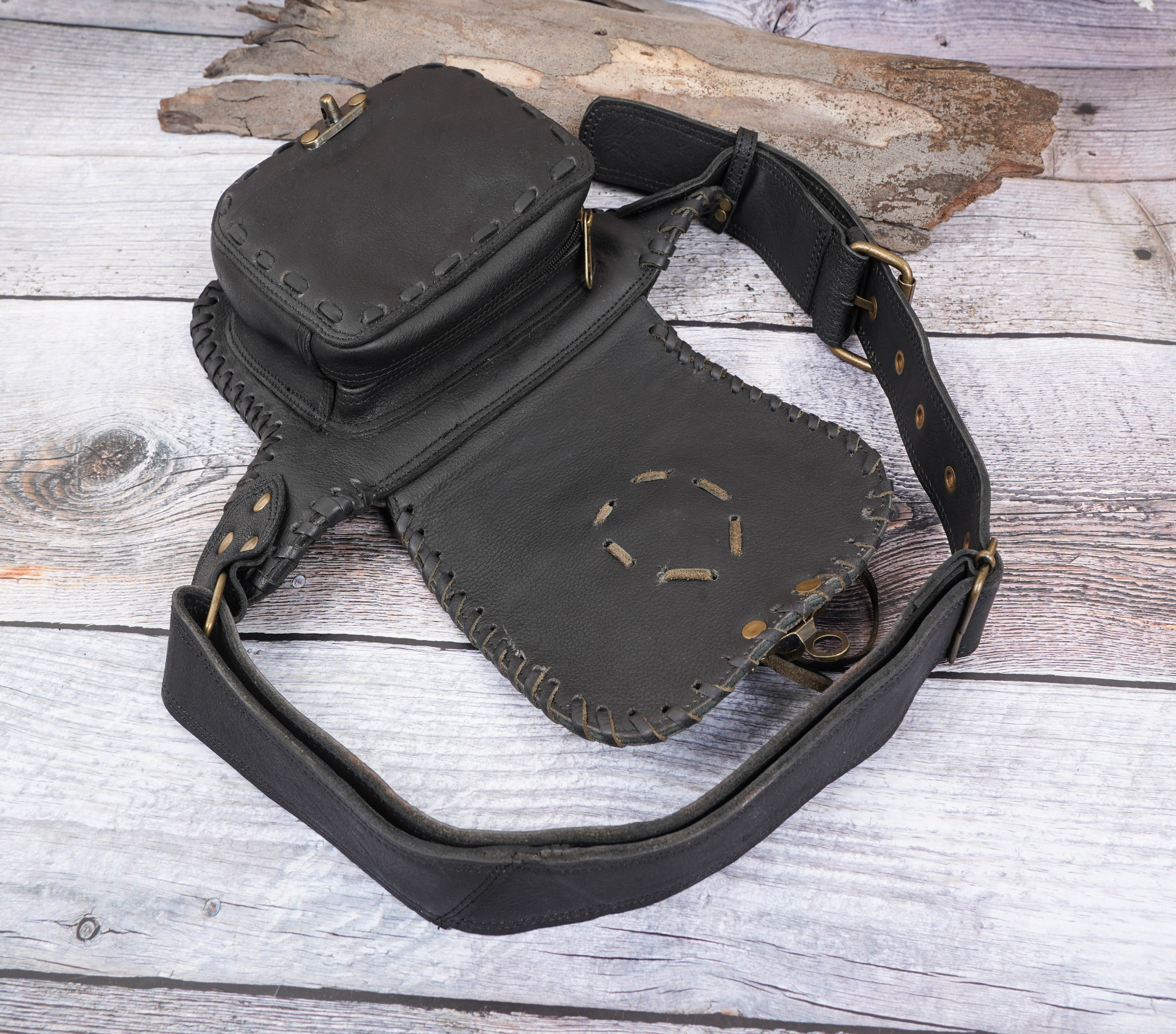 HANDMADE LEATHER UTILITY | FESTIVAL POCKET BELT | TRAVEL HIP BELT |