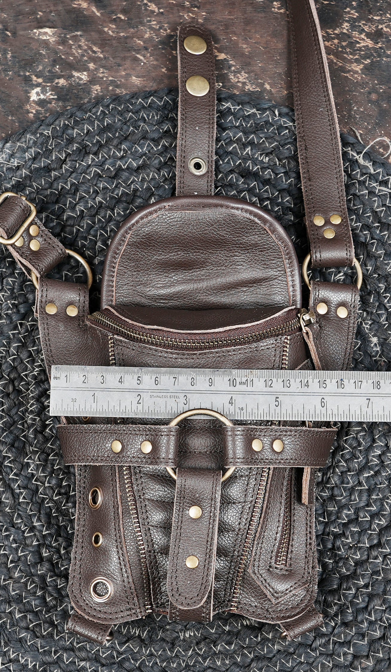 Handmade Leather Shoulder Holster with Dual Zipper Pouches || Handcrafted Leather Shoulder Holster with Metal Hardware (LT/AB/HLS/6124)