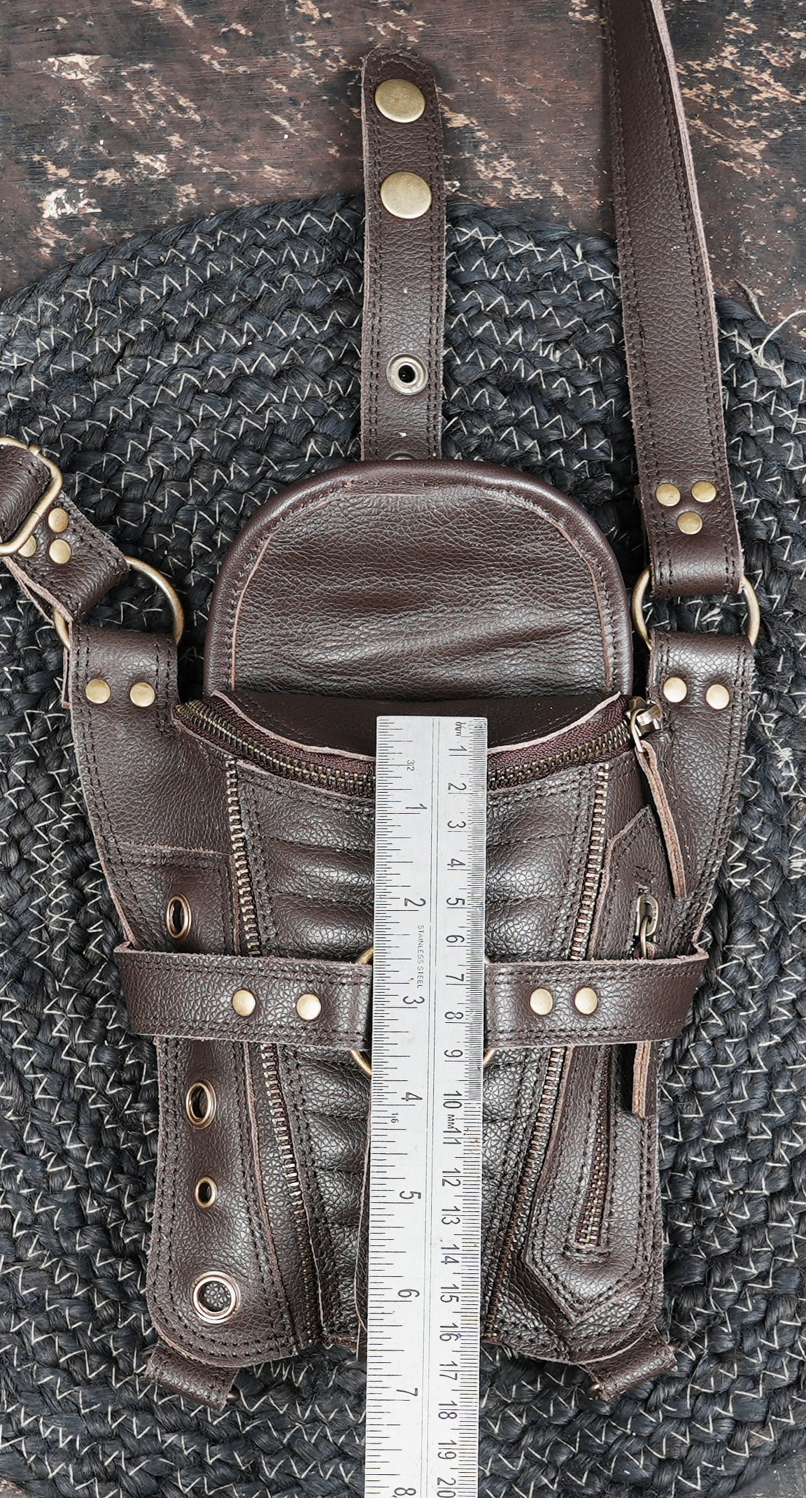 Handmade Leather Shoulder Holster with Dual Zipper Pouches || Handcrafted Leather Shoulder Holster with Metal Hardware (LT/AB/HLS/6124)