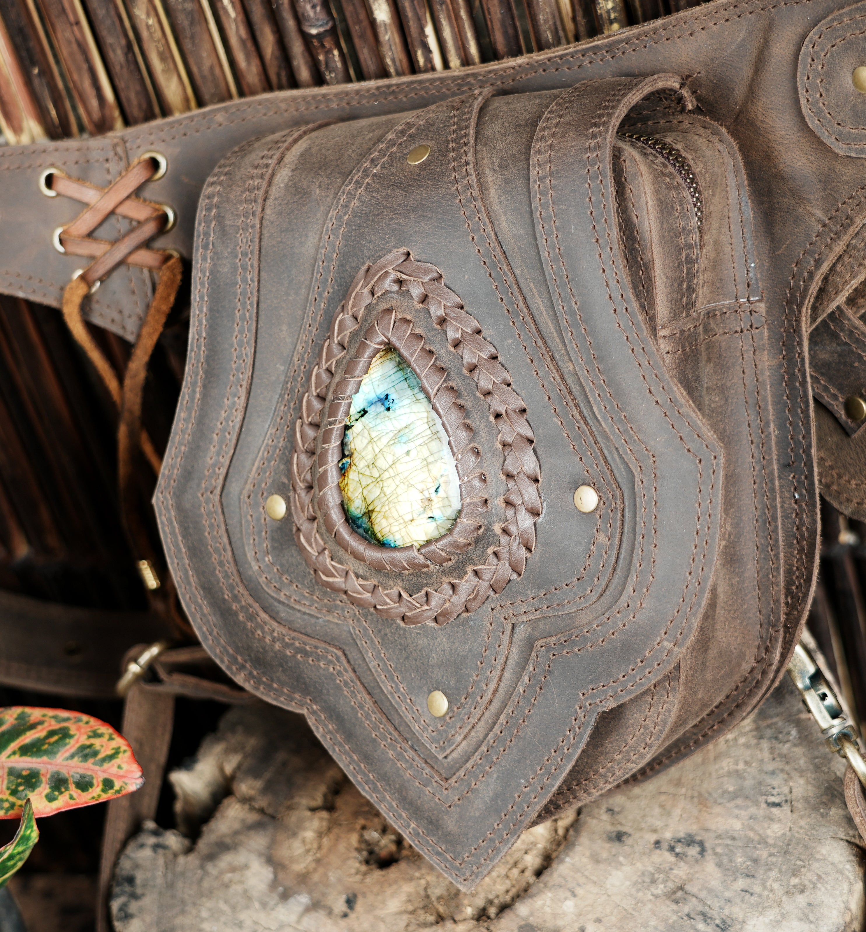 Artisan leather thigh holster style waist belt