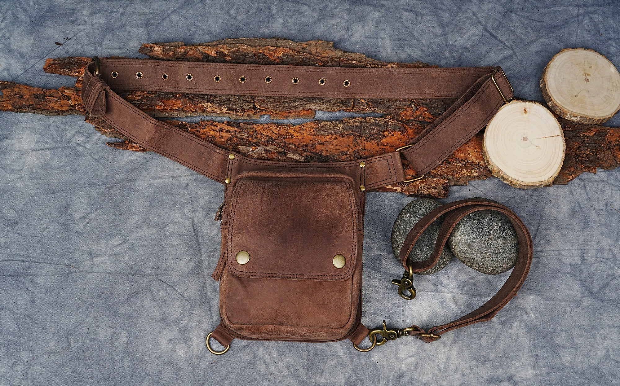 Festival Pocket Belt | Travel Belt Handmade |  Adjustable Belt | Leather Hip Belt bag