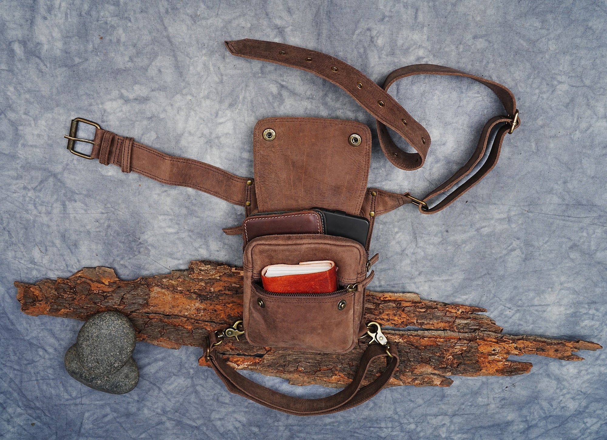 Festival Pocket Belt | Travel Belt Handmade |  Adjustable Belt | Leather Hip Belt bag