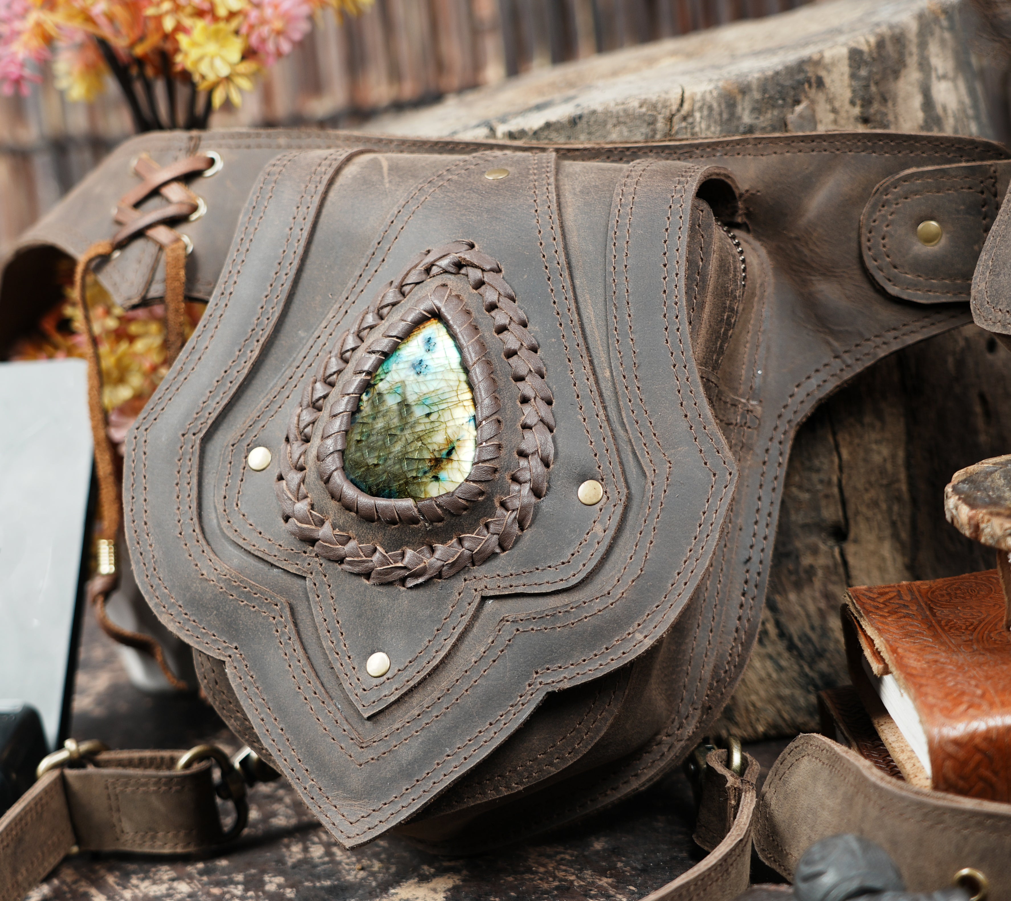 Durable leather waist thigh belt for hands free carry