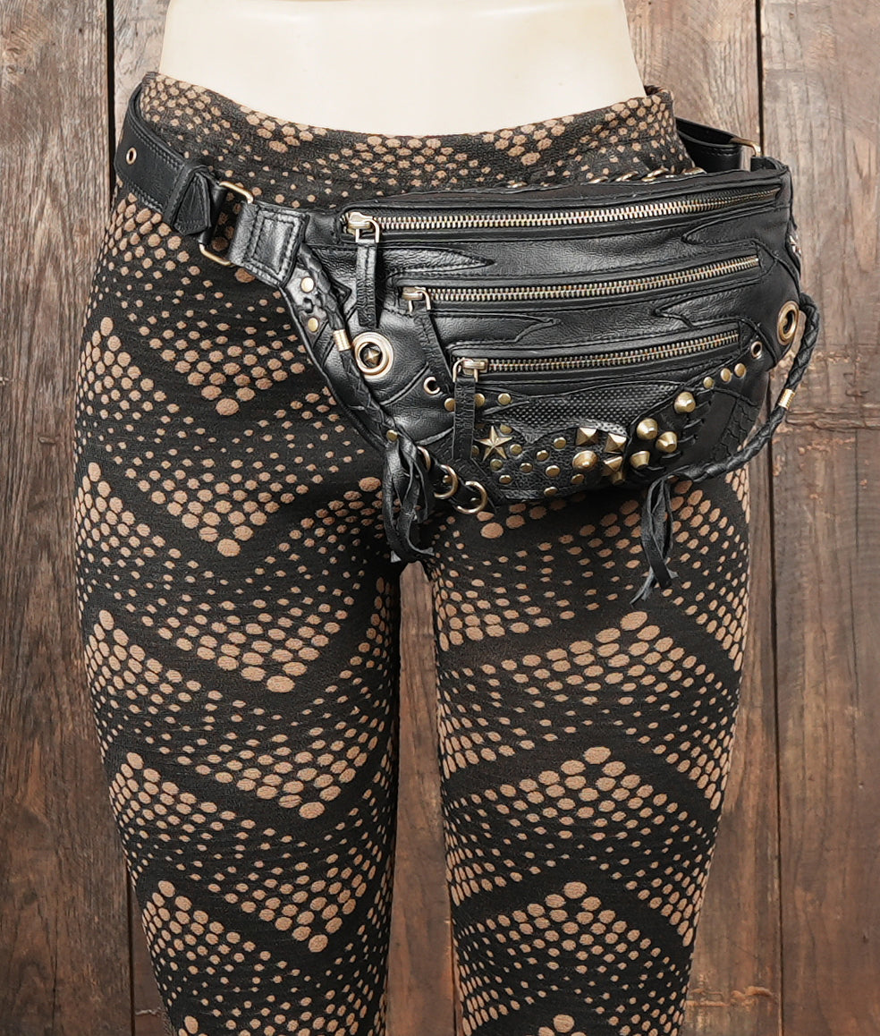 High quality leather shoulder belt pouch with secure compartments