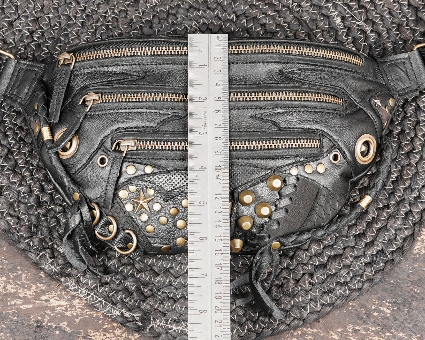 Functional leather shoulder belt bag for concerts and outdoor use