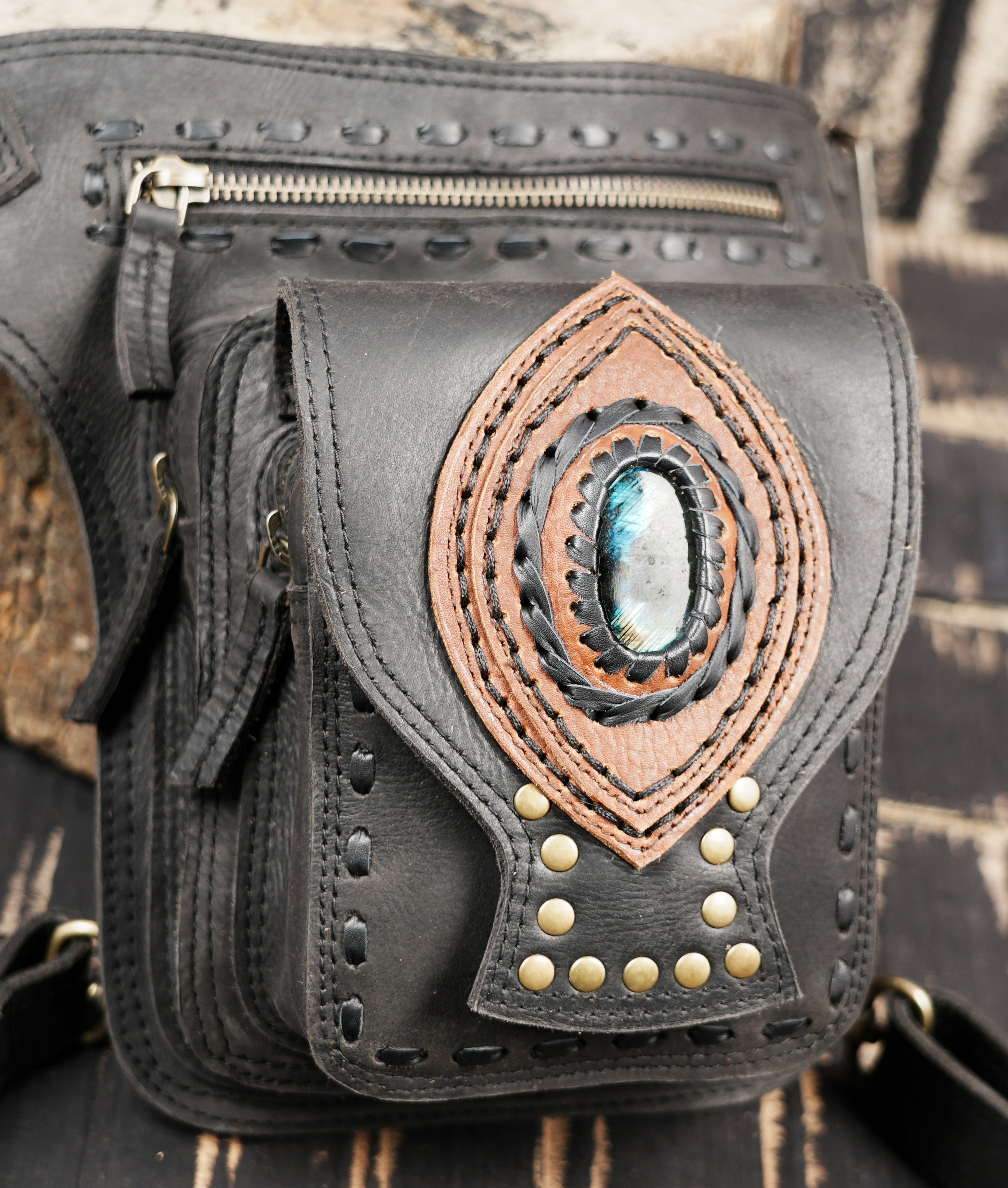 Leather waist and thigh belt for phone wallet and essentials