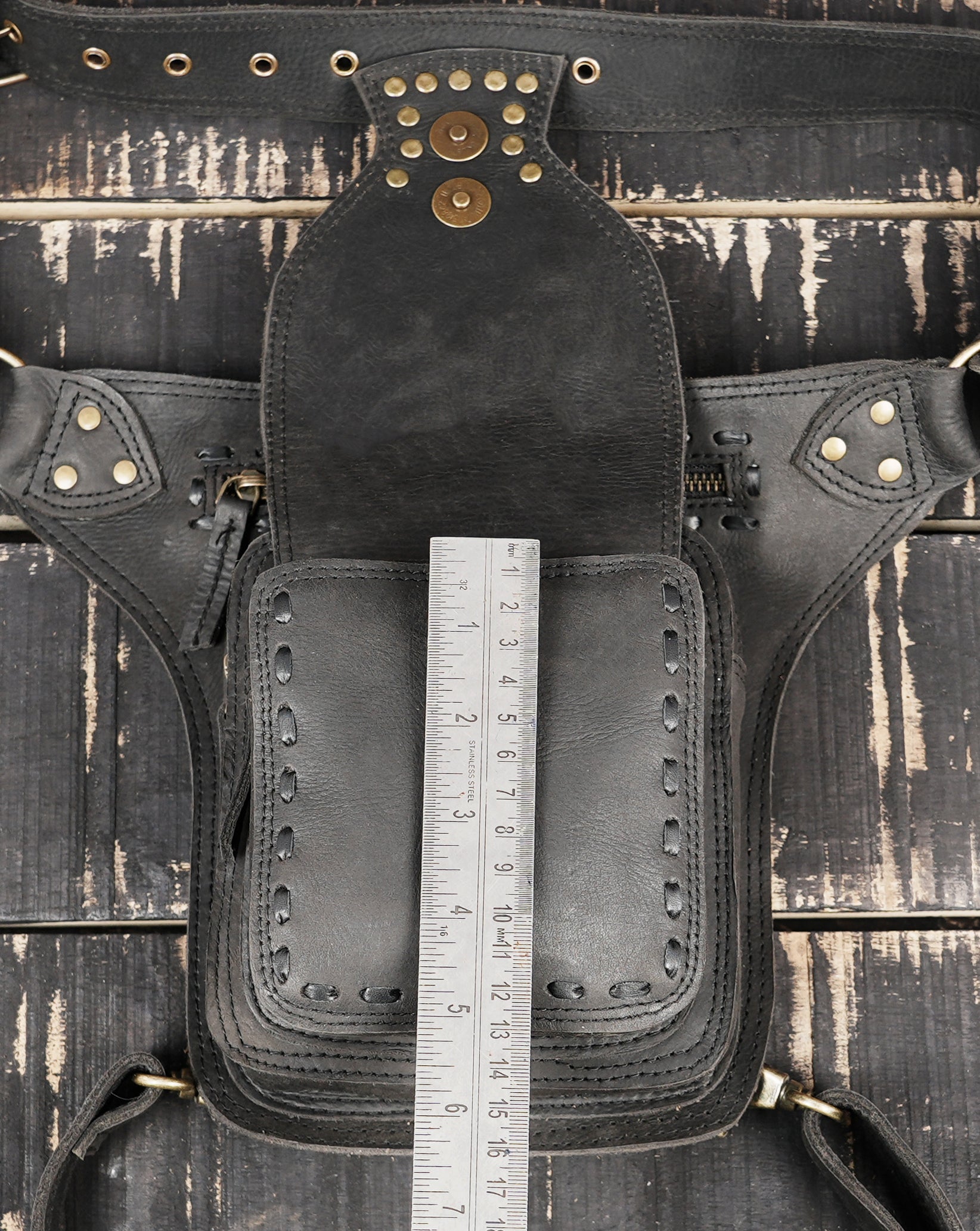 Boho tribal leather waist thigh belt with decorative stone