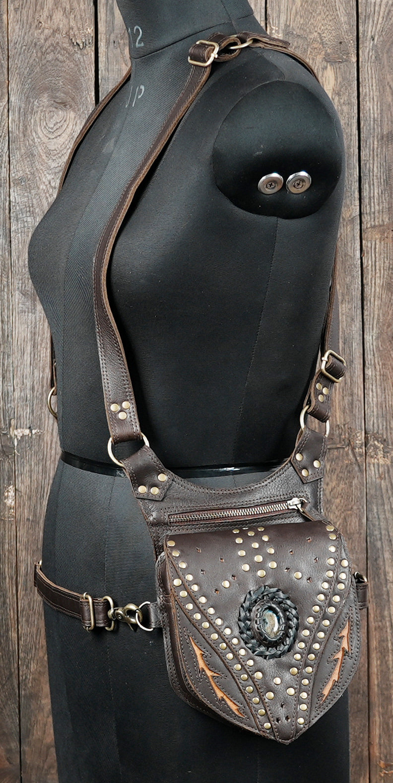 Festival ready leather shoulder holster with adjustable fit