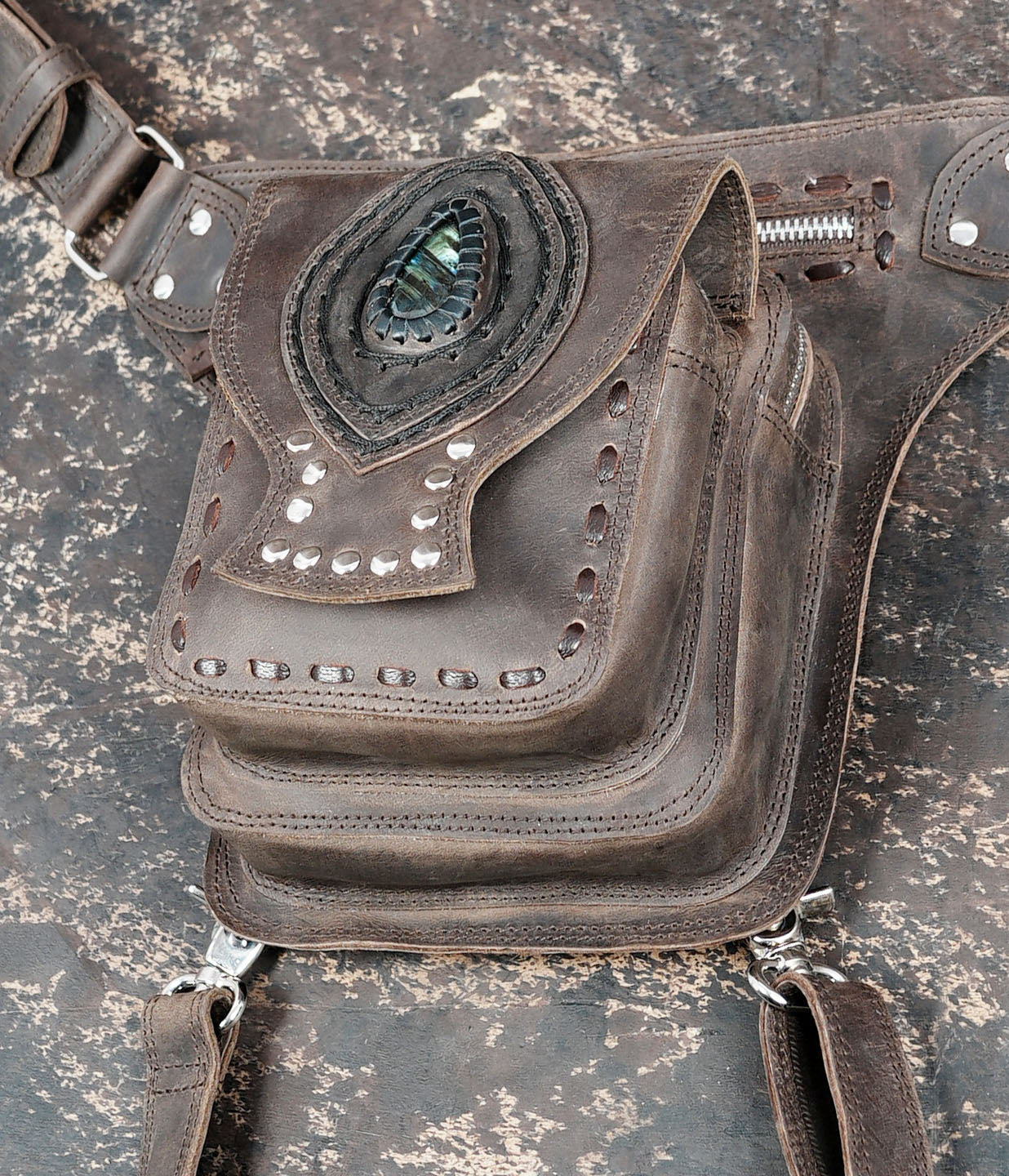 Handcrafted Brown Leather Waist Thigh Belt with Utility Pouch || Brown Leather Waist Thigh Belt for Festivals and Travel (LT/NS/WBTS/6015)