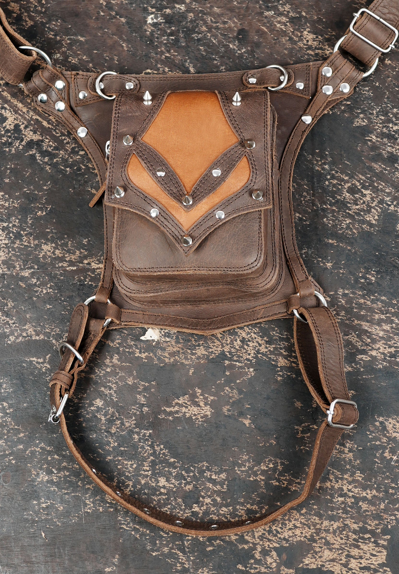 Handmade leather thigh harness belt for festivals and travel
