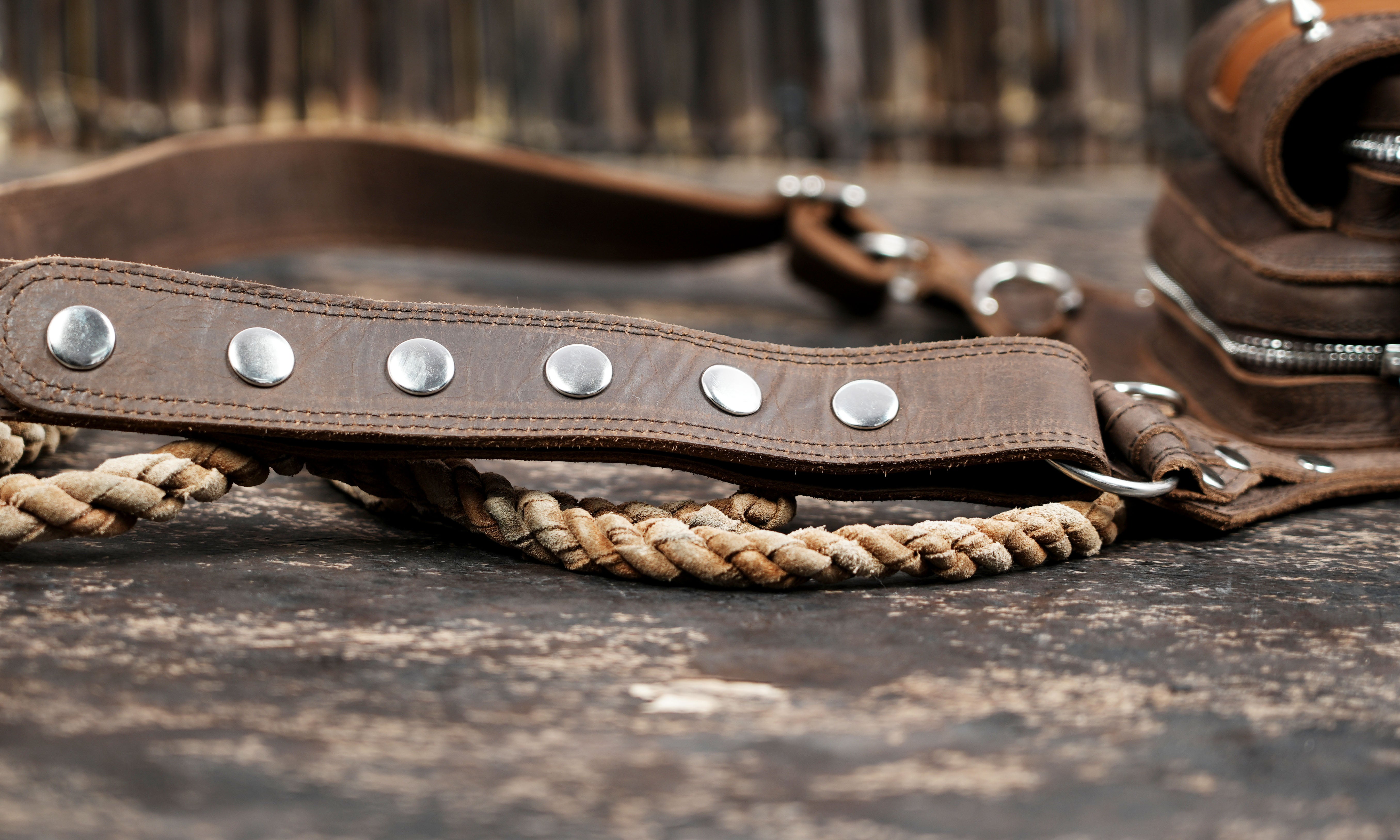 Steampunk inspired leather thigh holster belt in brown
