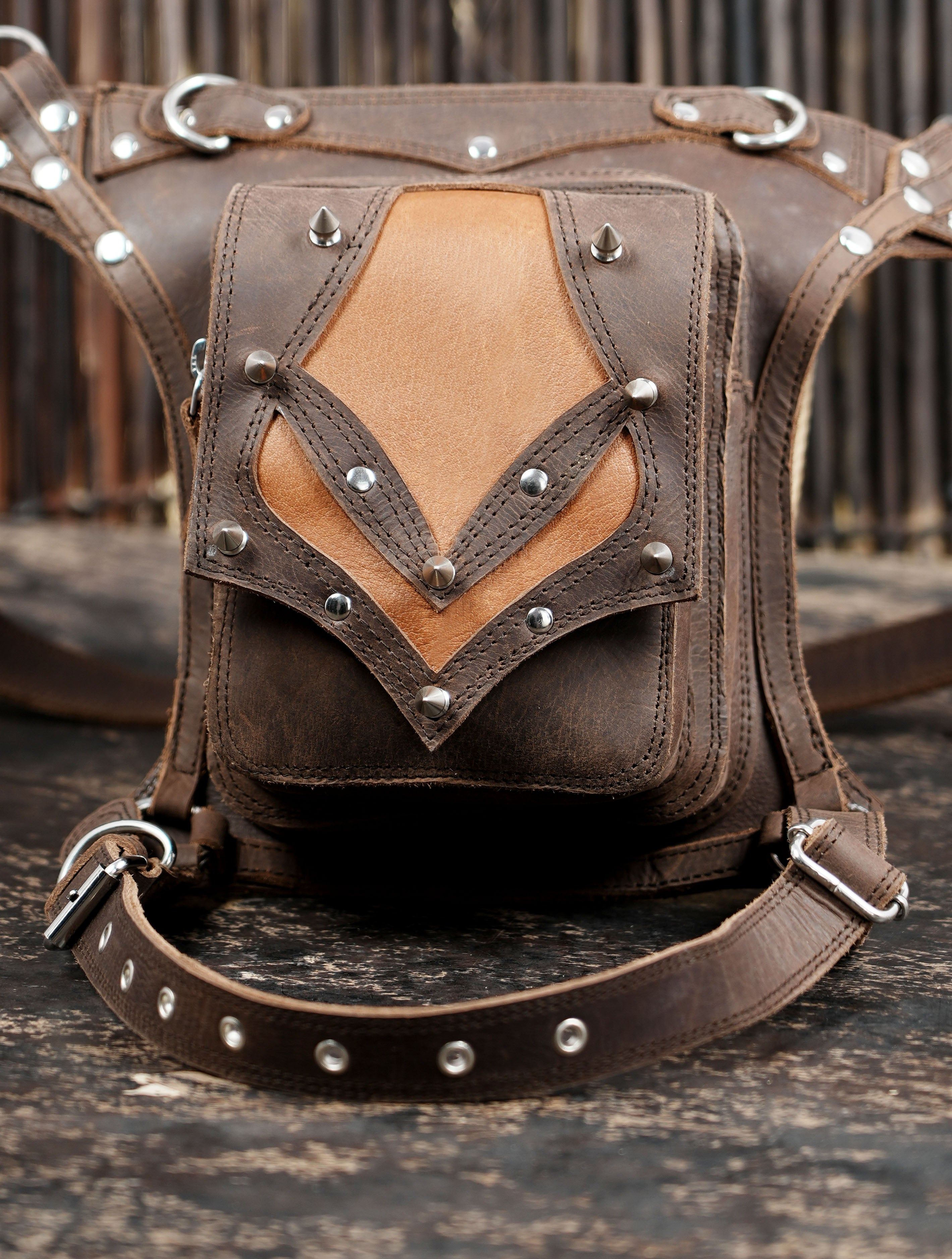 Handcrafted Brown Leather Waist Thigh Belt with Utility Pouch || Steampunk Leather Thigh Holster Belt with Utility Pouch (LT/NS/WBTS/6012)