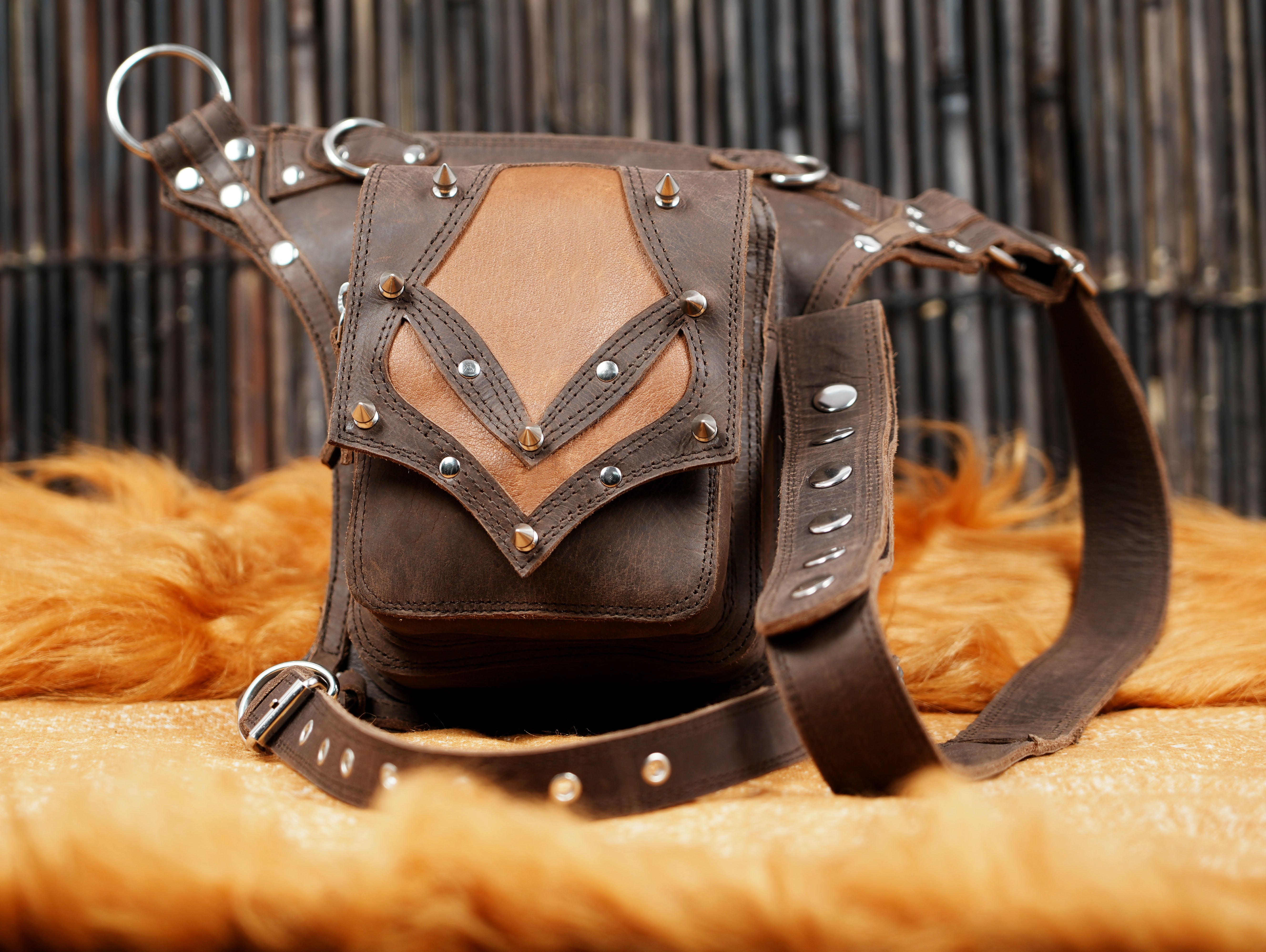 Handcrafted Brown Leather Waist Thigh Belt with Utility Pouch || Steampunk Leather Thigh Holster Belt with Utility Pouch (LT/NS/WBTS/6012)