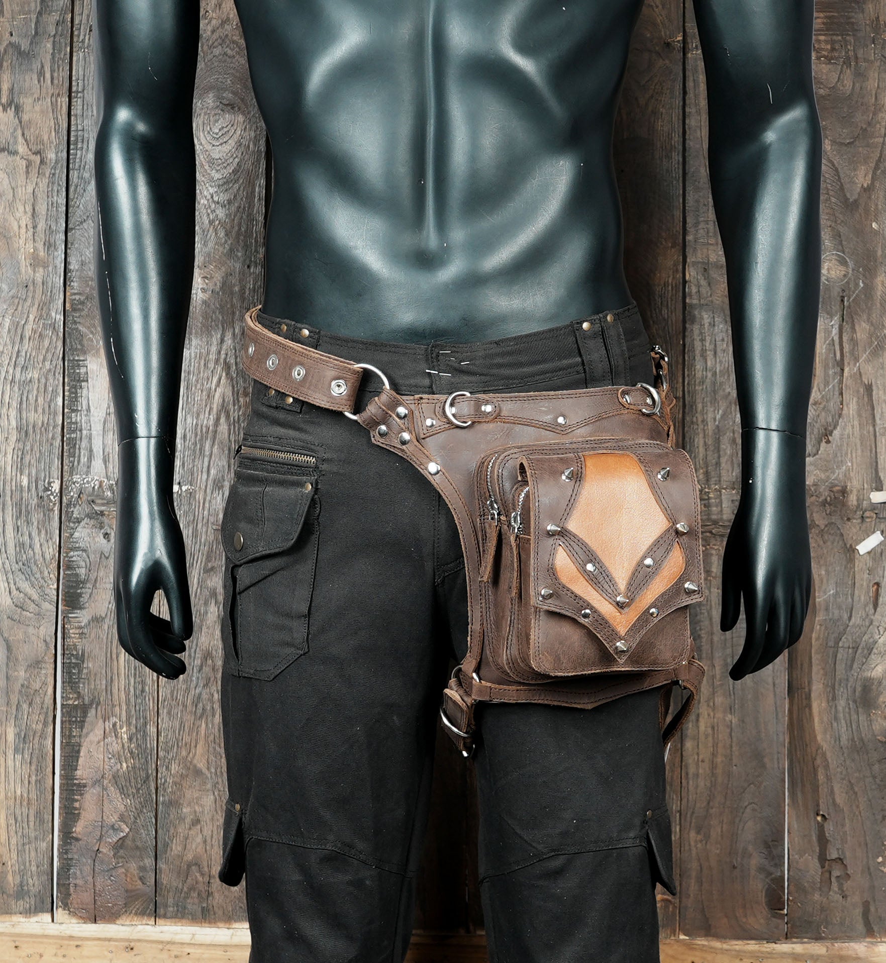 Leather waist thigh utility belt designed for comfort and style