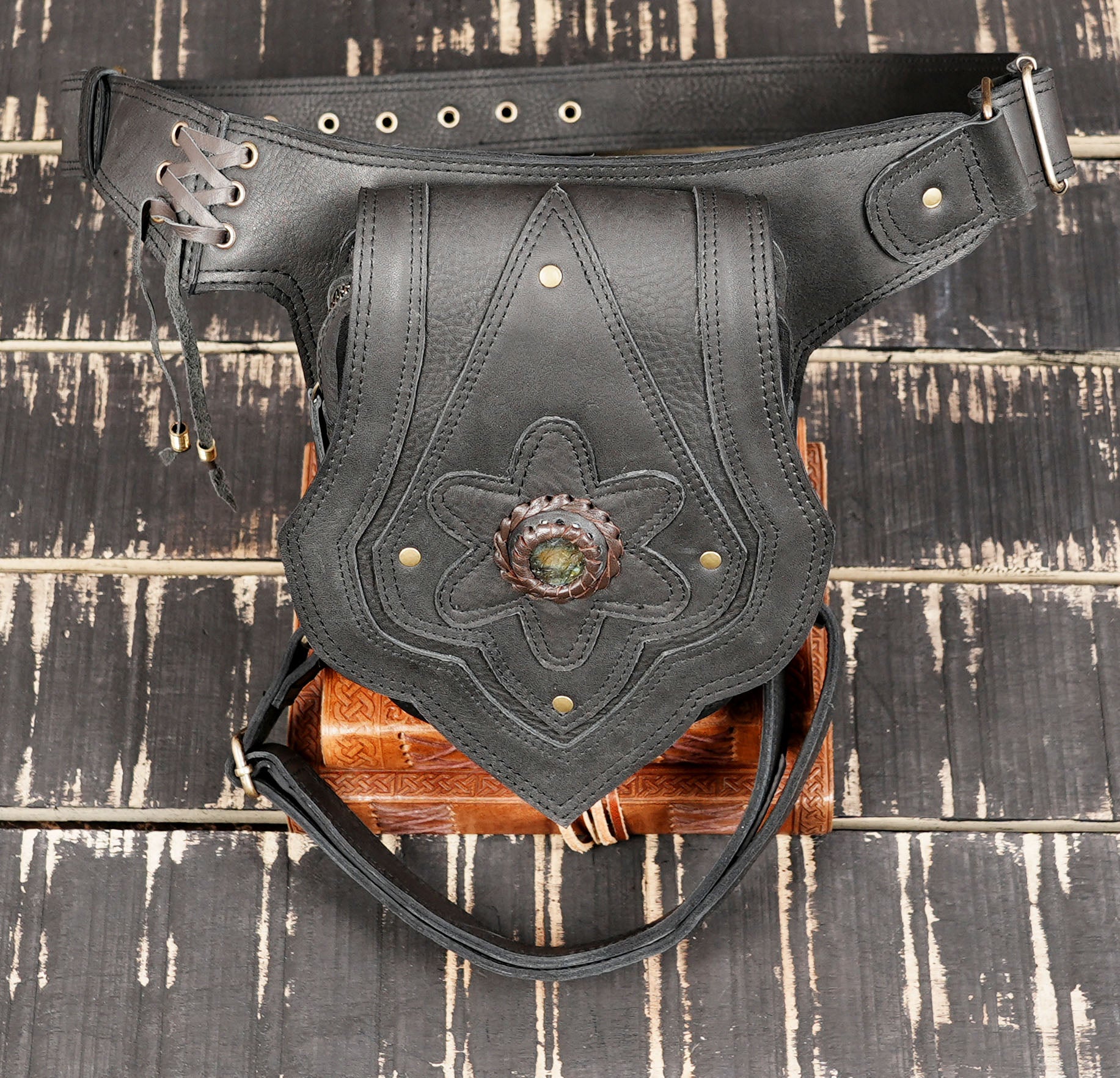 Unisex leather waist thigh belt for cosplay and everyday wear