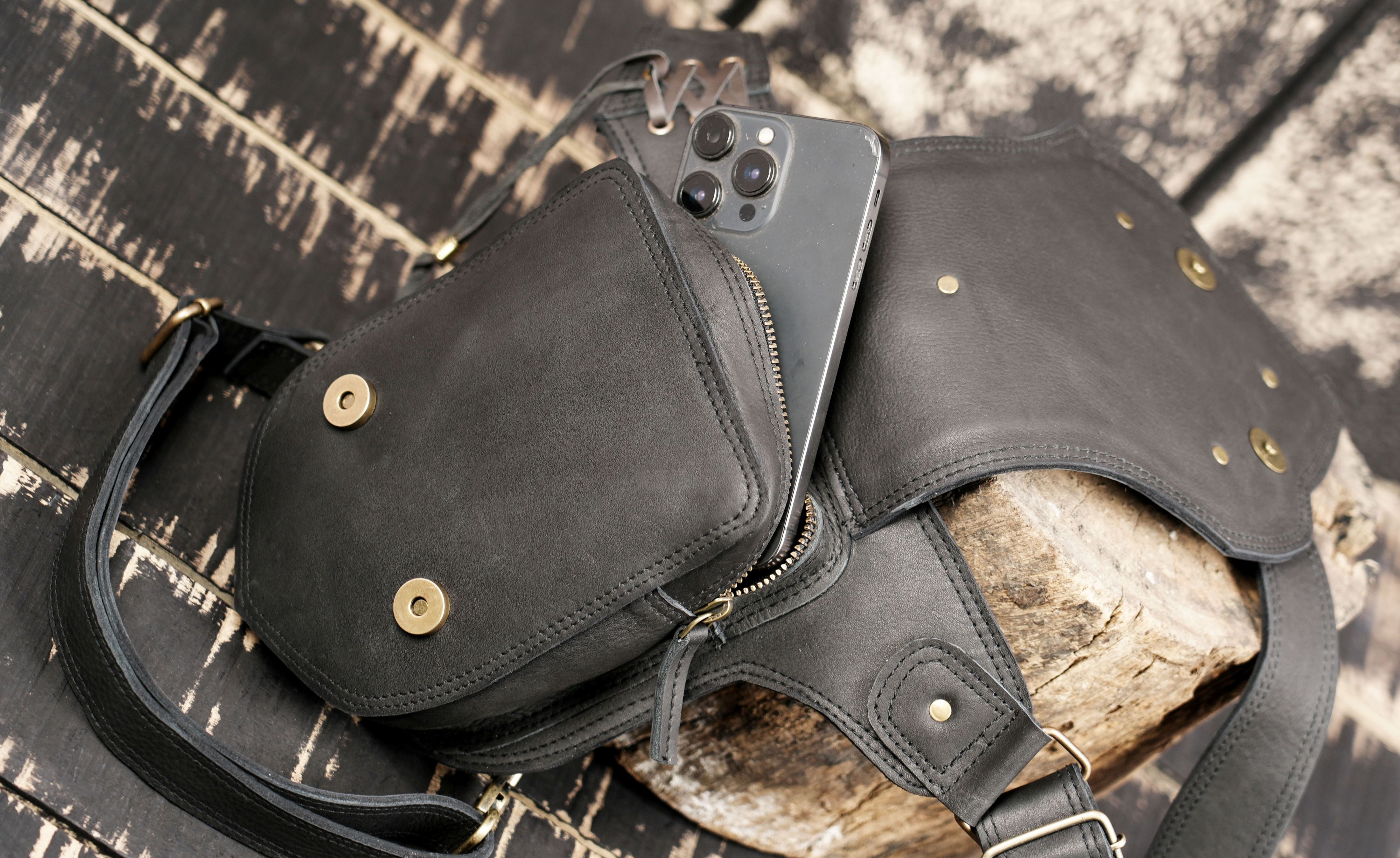 Handmade Leather Waist Thigh Belt with Utility Pouch | Steampunk Gothic Style | Unisex Leather Waist Thigh Belt | Adjustable Steampunk Utility Design (LT/AB/WBTS/6018)