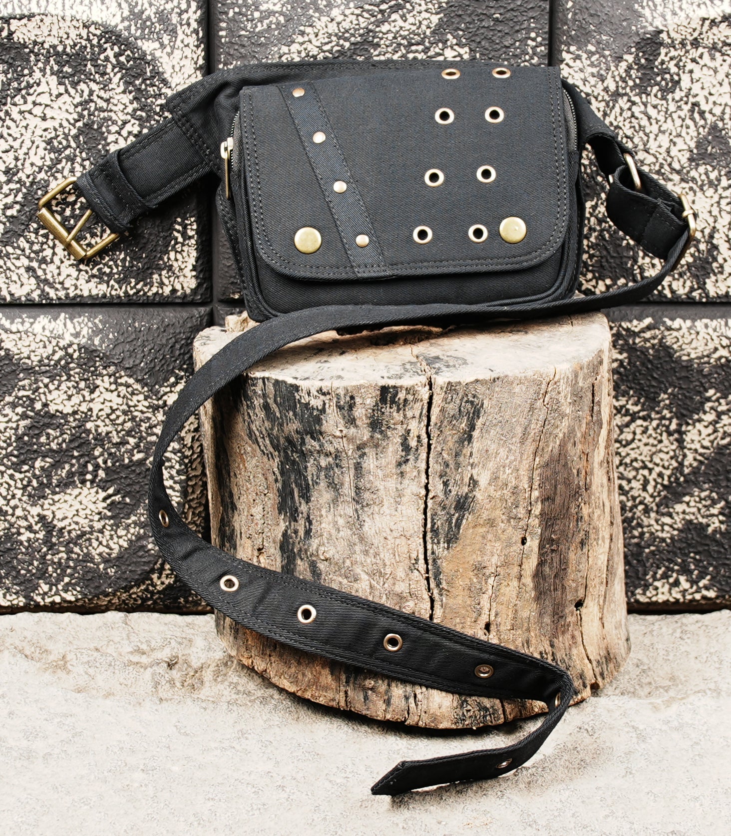 Festival ready cotton waist belt with utility pouch