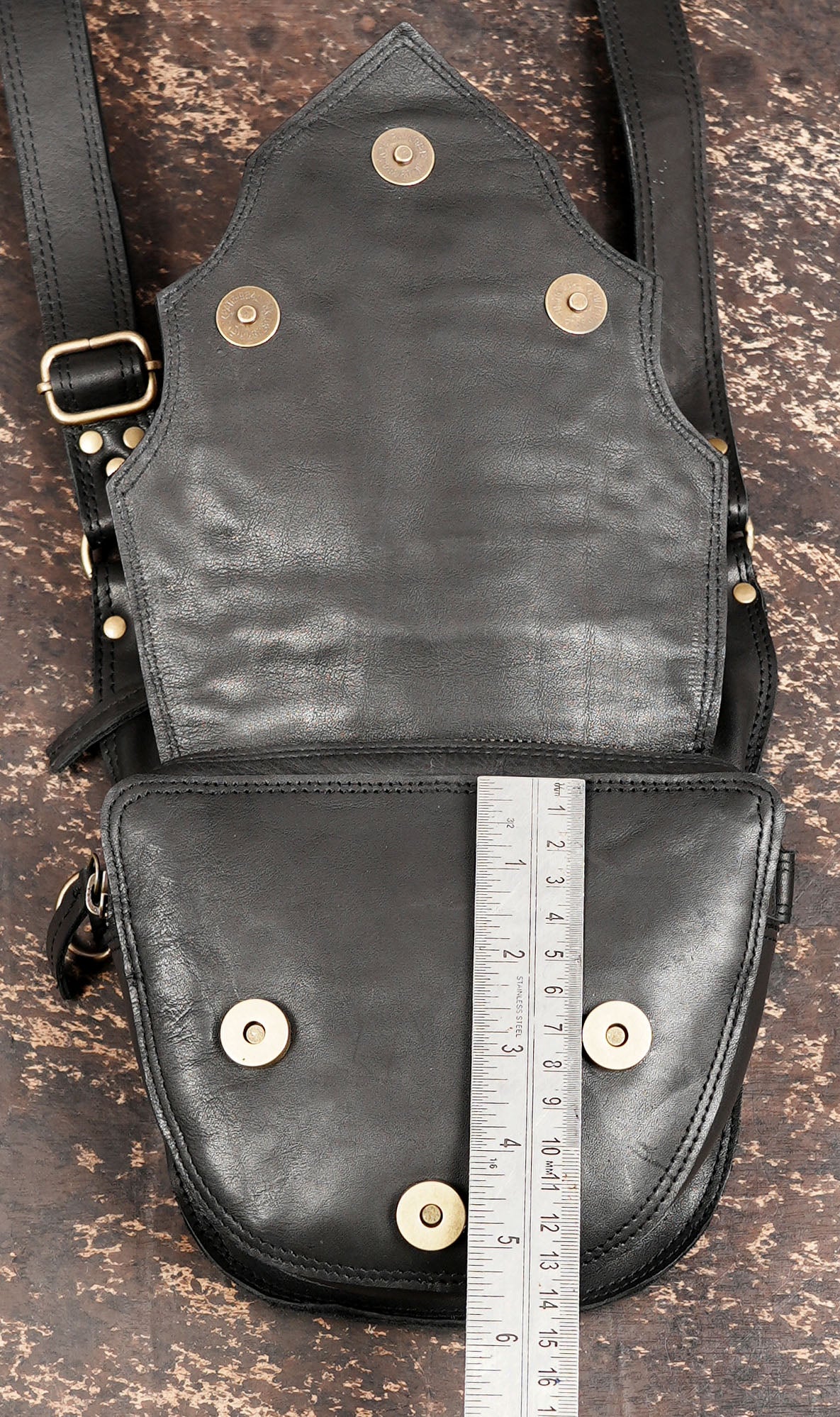 Handmade Leather Shoulder Holster with Dual Pouches | Steampunk Gothic Style | Premium Black Leather Holster | Dual Pocket Hands Free Utility Bag (LT/AB/HLS/6014)